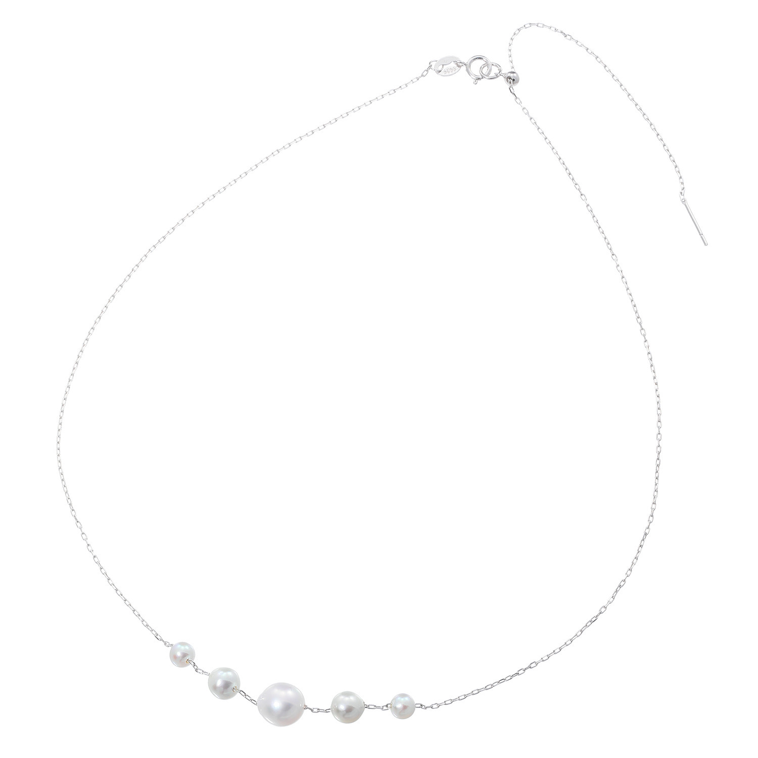 ブーレ シルバー 国産無調色 ナチュラルグレー アコヤパール グラデーションネックレス