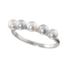 ブーレ シルバー 国産無調色 ナチュラルグレー ベビーアコヤパール ５粒ラインデザインリング