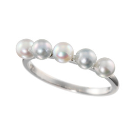 ブーレ シルバー 国産無調色 ナチュラルグレー ベビーアコヤパール ５粒ラインデザインリング