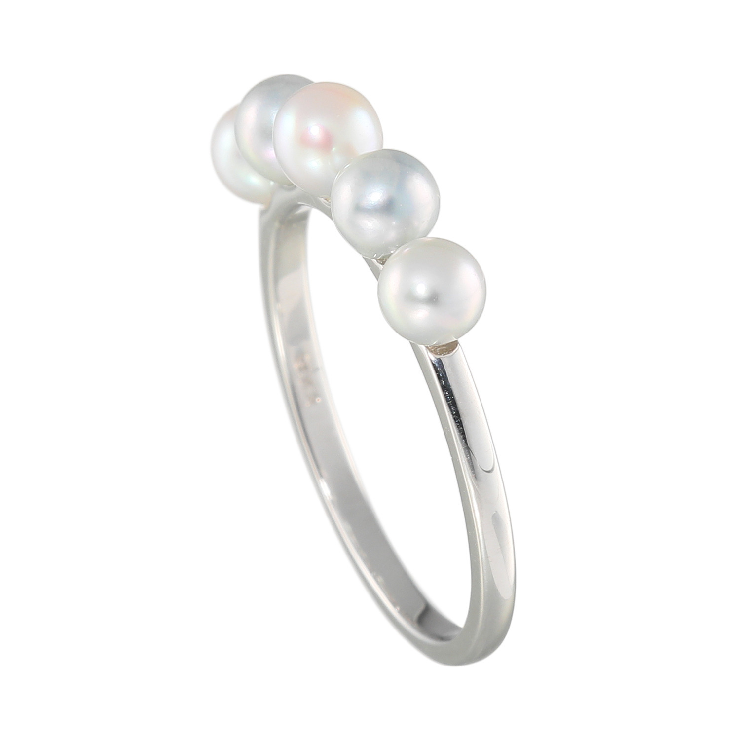 ブーレ シルバー 国産無調色 ナチュラルグレー ベビーアコヤパール ５粒ラインデザインリング