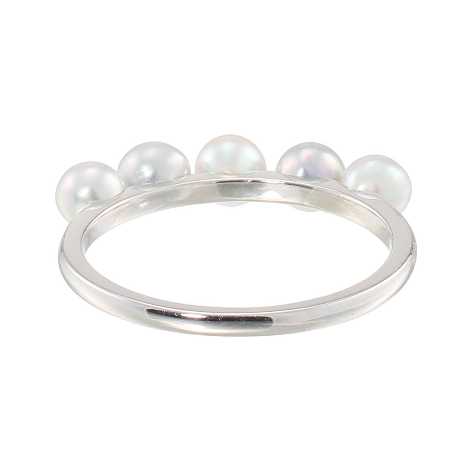 ブーレ シルバー 国産無調色 ナチュラルグレー ベビーアコヤパール ５粒ラインデザインリング