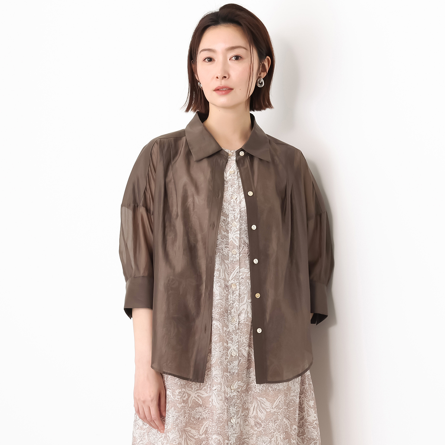 キリ　エ　キリ シースルー素材 ルーズシルエット シャツ