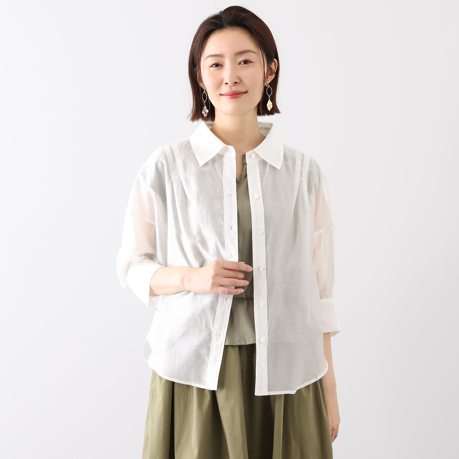 キリ　エ　キリ シースルー素材 ルーズシルエット シャツ