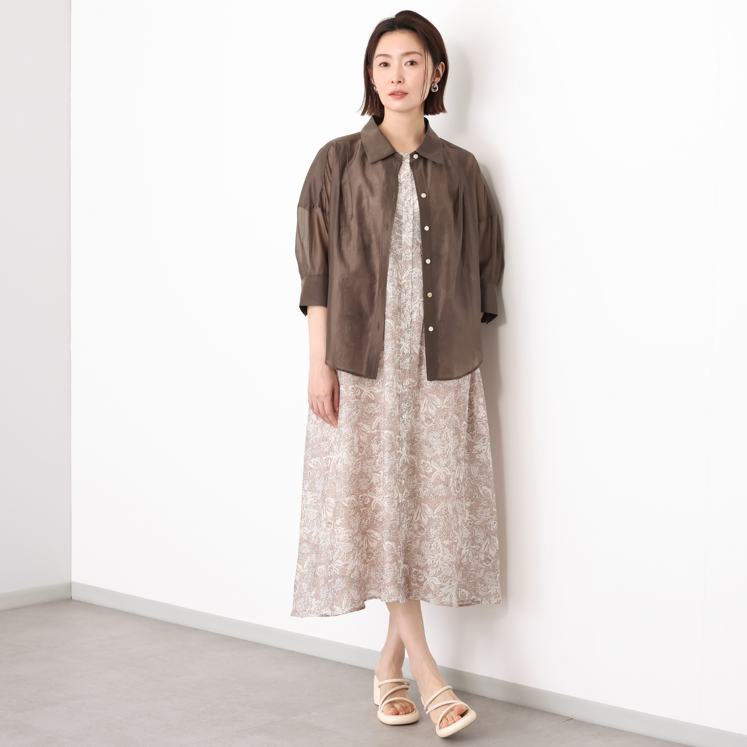 キリ　エ　キリ シースルー素材 ルーズシルエット シャツ