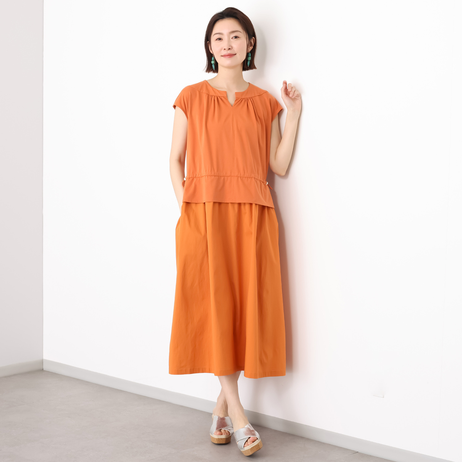 キリ　エ　キリ 異素材ドッキング ワンピース