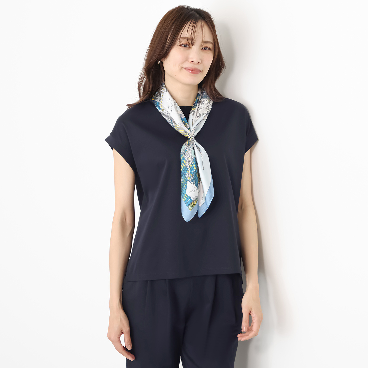 バーチ　ドゥエ 接触冷感 ギザ超長綿ブレンド シルケットスムース フレンチスリーブ プルオーバー