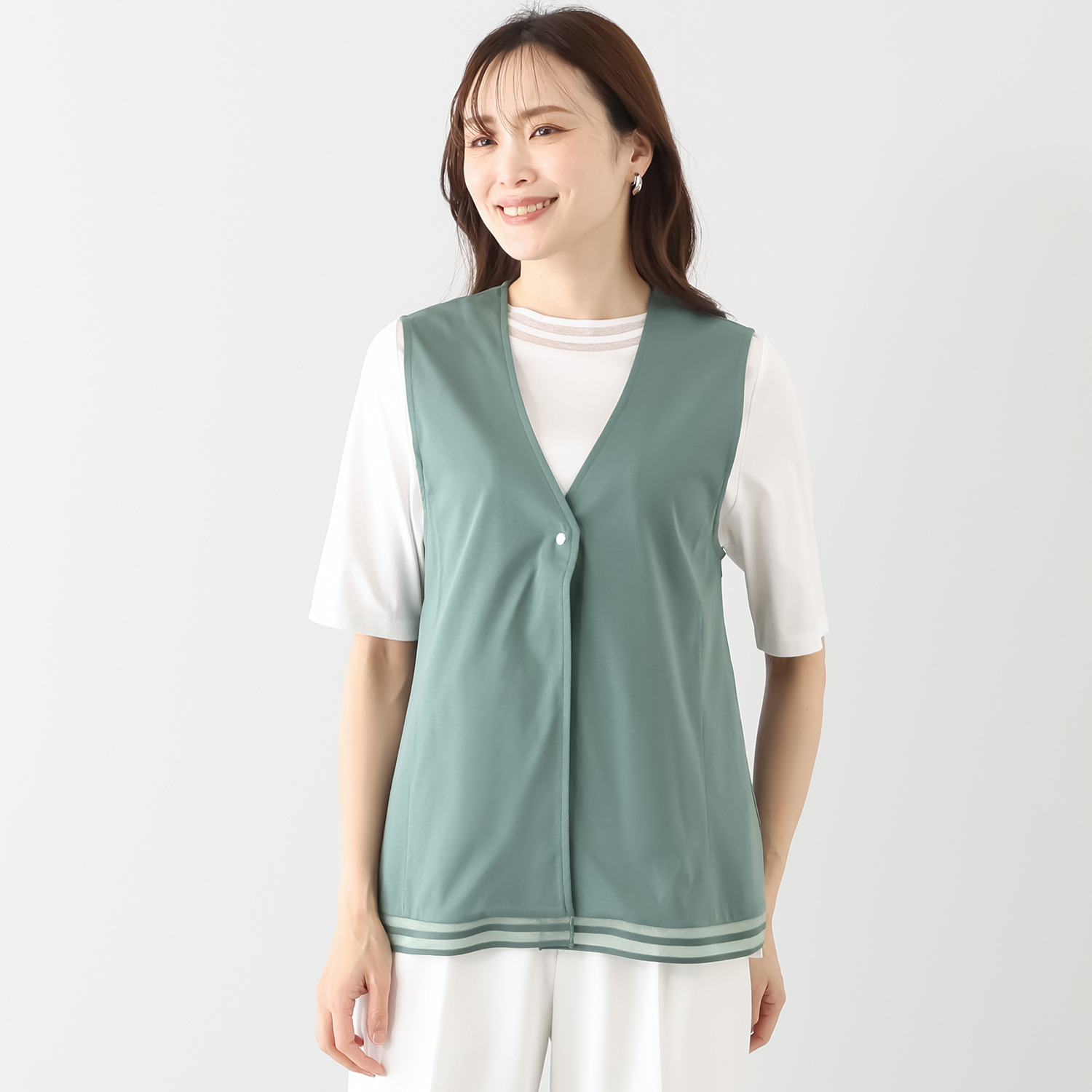 バーチ　ドゥエ 接触冷感 ギザ超長綿ブレンド シルケットスムース 裾シアーボーダージレ