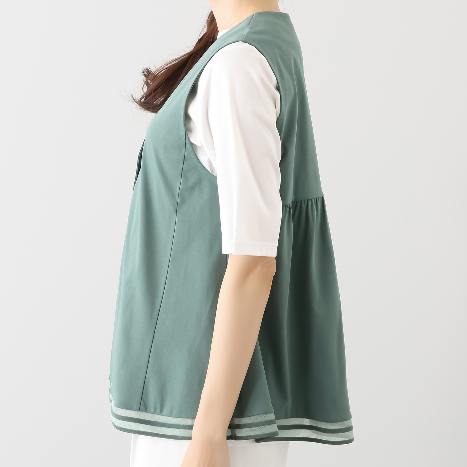 バーチ　ドゥエ 接触冷感 ギザ超長綿ブレンド シルケットスムース 裾シアーボーダージレ