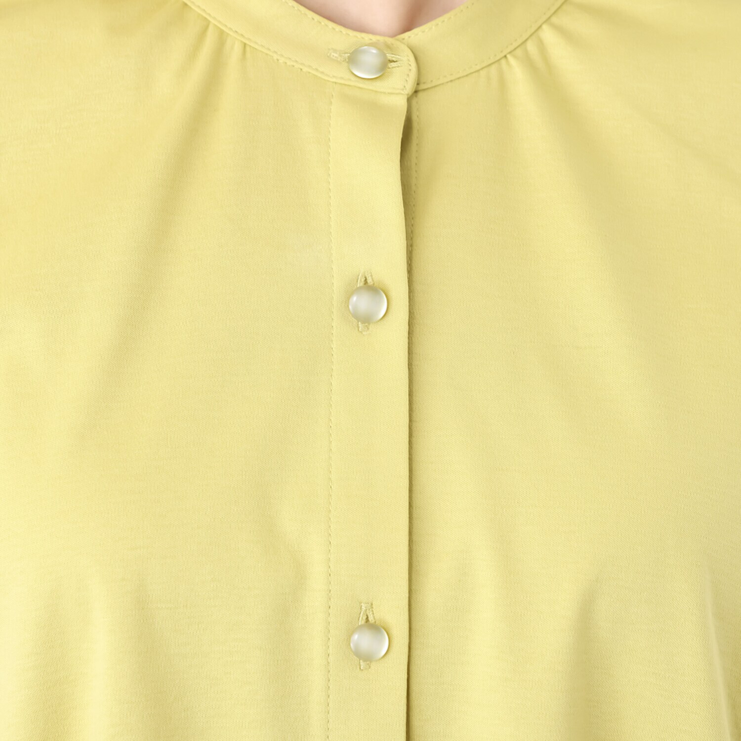 バーチ　ドゥエ 接触冷感 ギザ超長綿ブレンド シルケットスムース パフスリーブ オーバーシャツブラウス