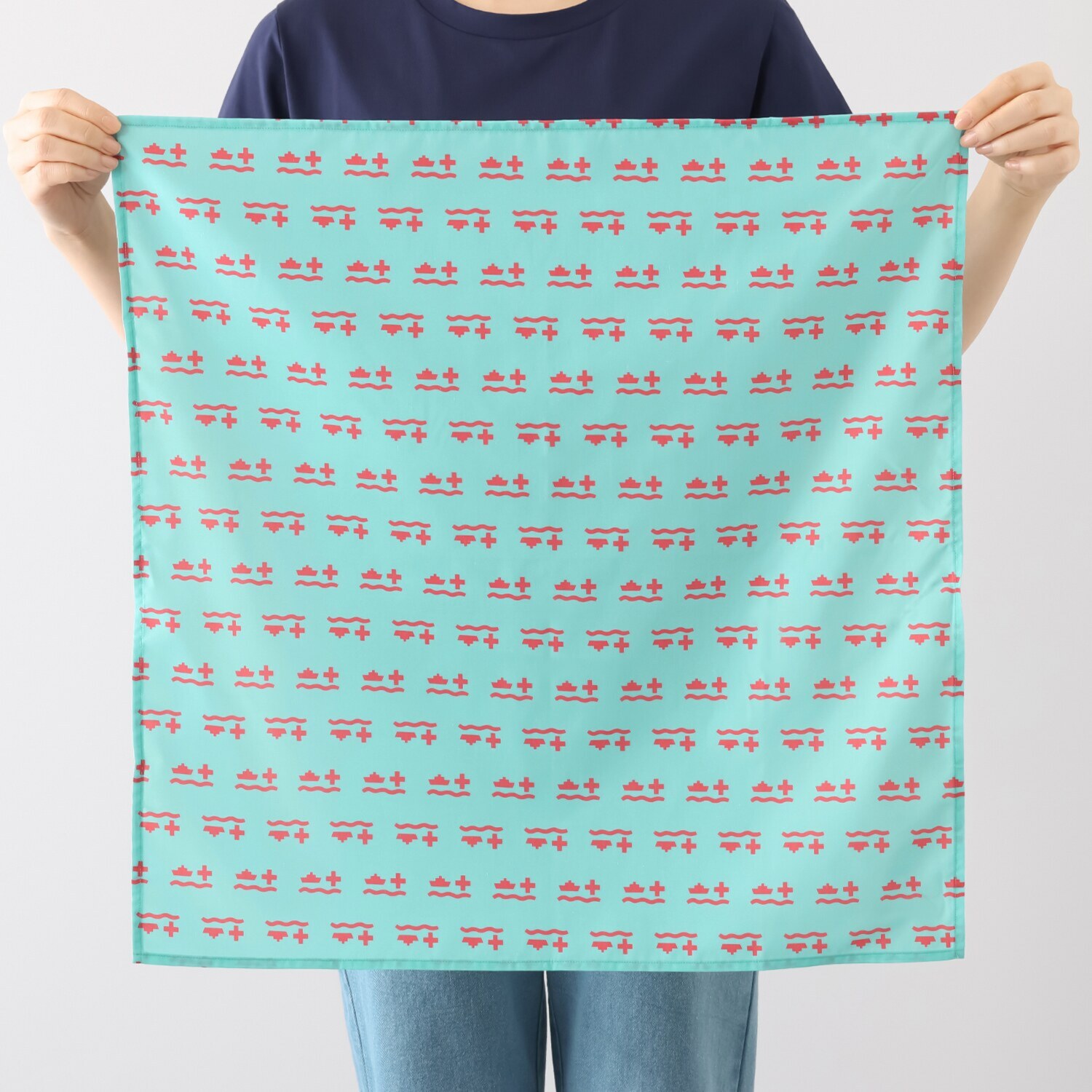 ポッシュボーイ バンダナ付 異素材切替 刺しゅうプルオーバー