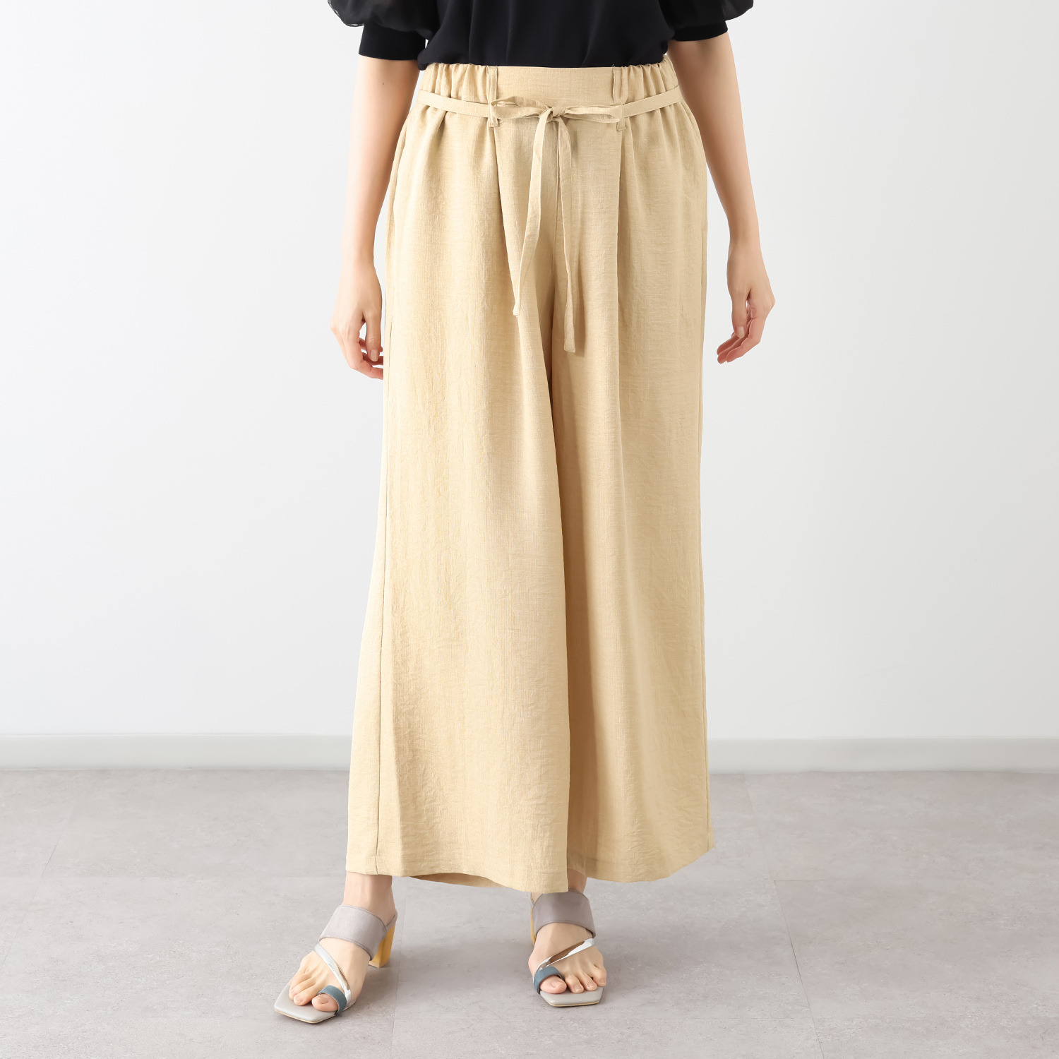 エムエムオー 麻ライク ワイドパンツ