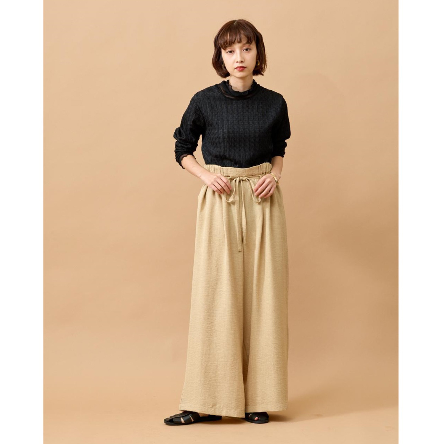 エムエムオー 麻ライク ワイドパンツ