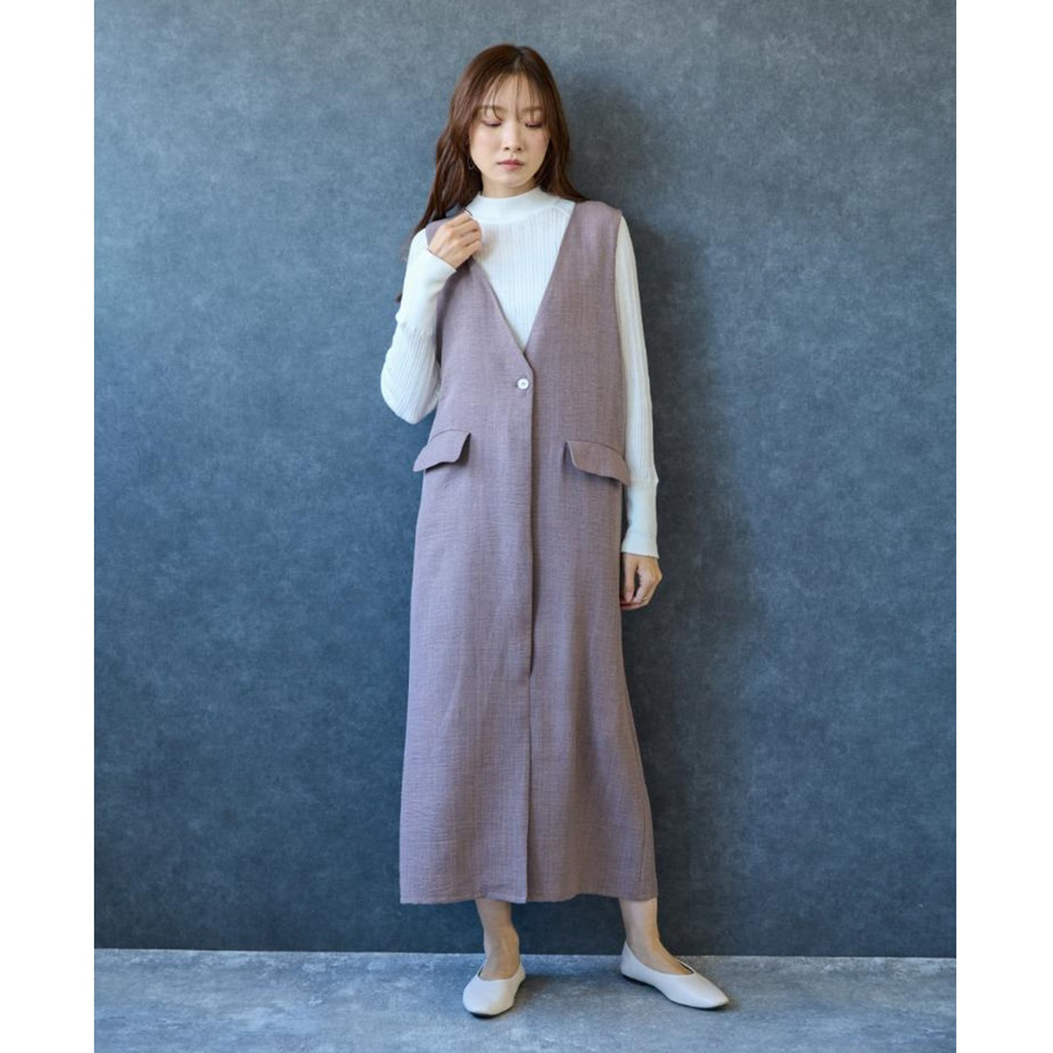 エムエムオー 麻ライク ラップ風 ジャンパースカート