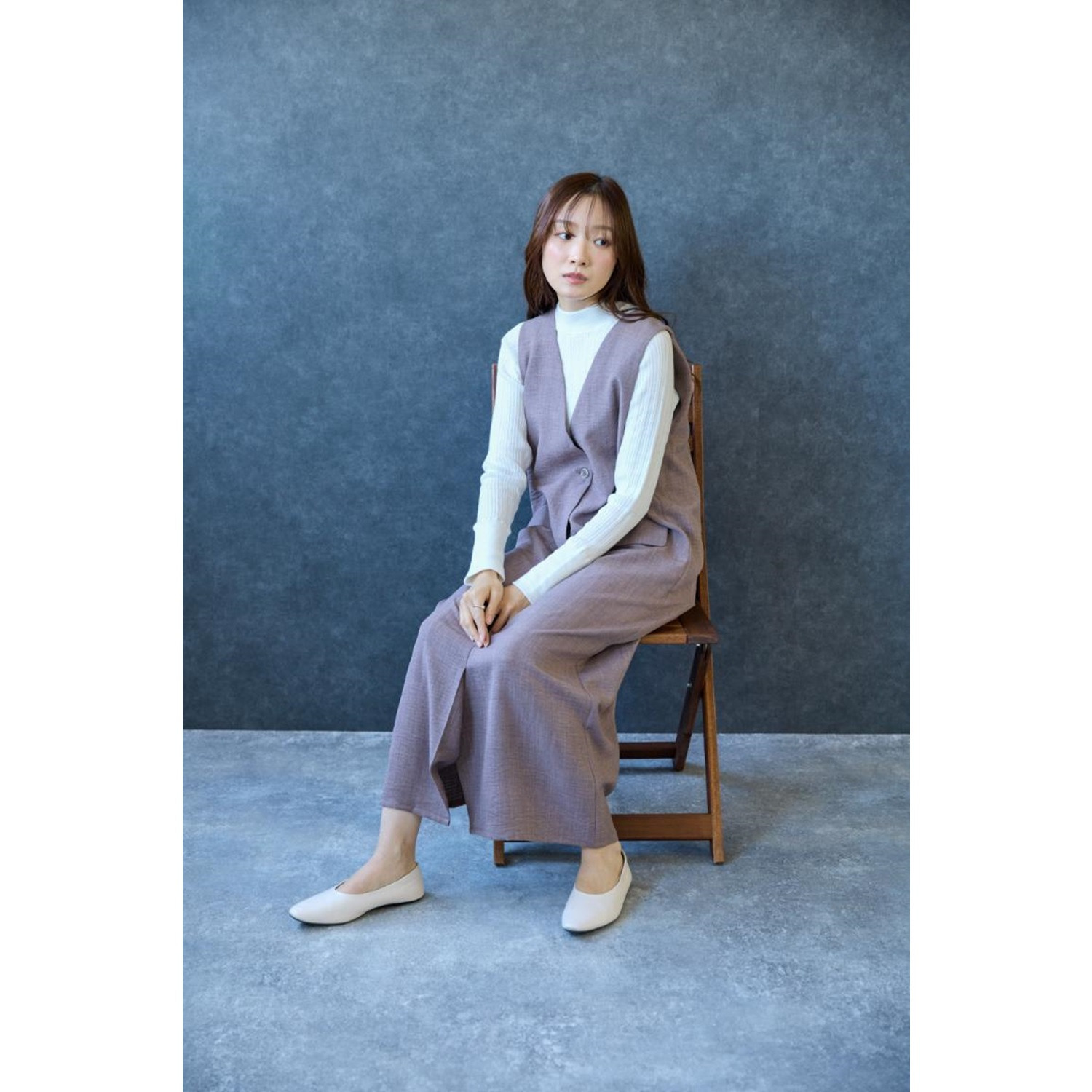 エムエムオー 麻ライク ラップ風 ジャンパースカート