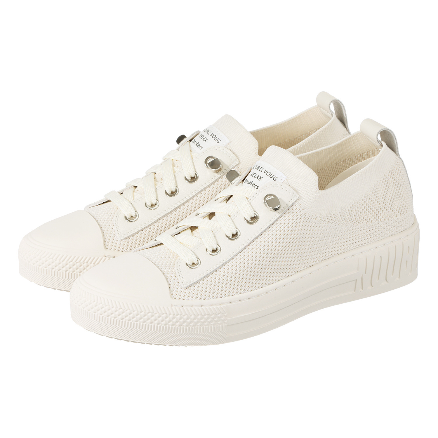 ヌーベルヴォーグ リュクスライン 牛革アクセント ニットスニーカー