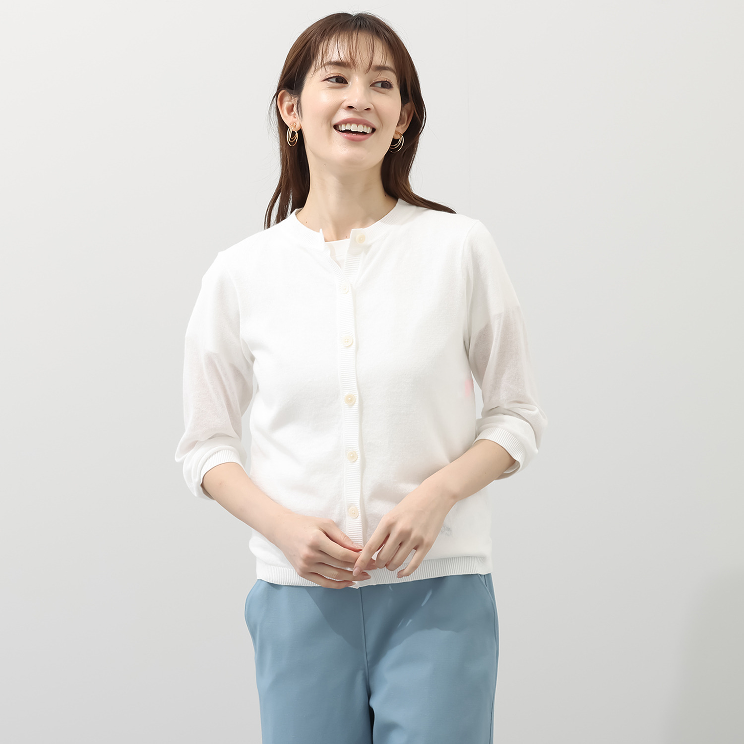 モカサン　ジュンコシマダ 麻綿 ニットカーディガン