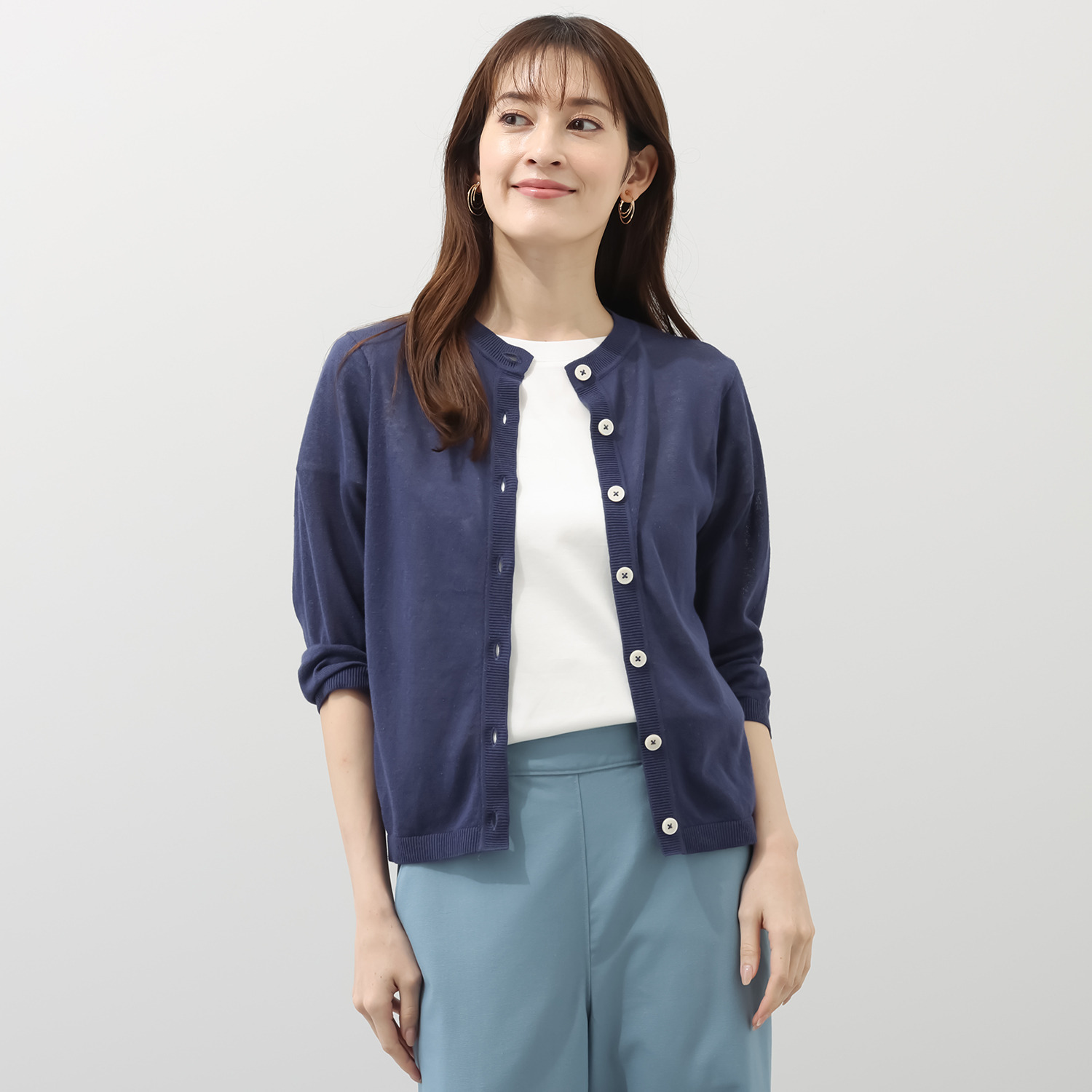 モカサン　ジュンコシマダ 麻綿 ニットカーディガン