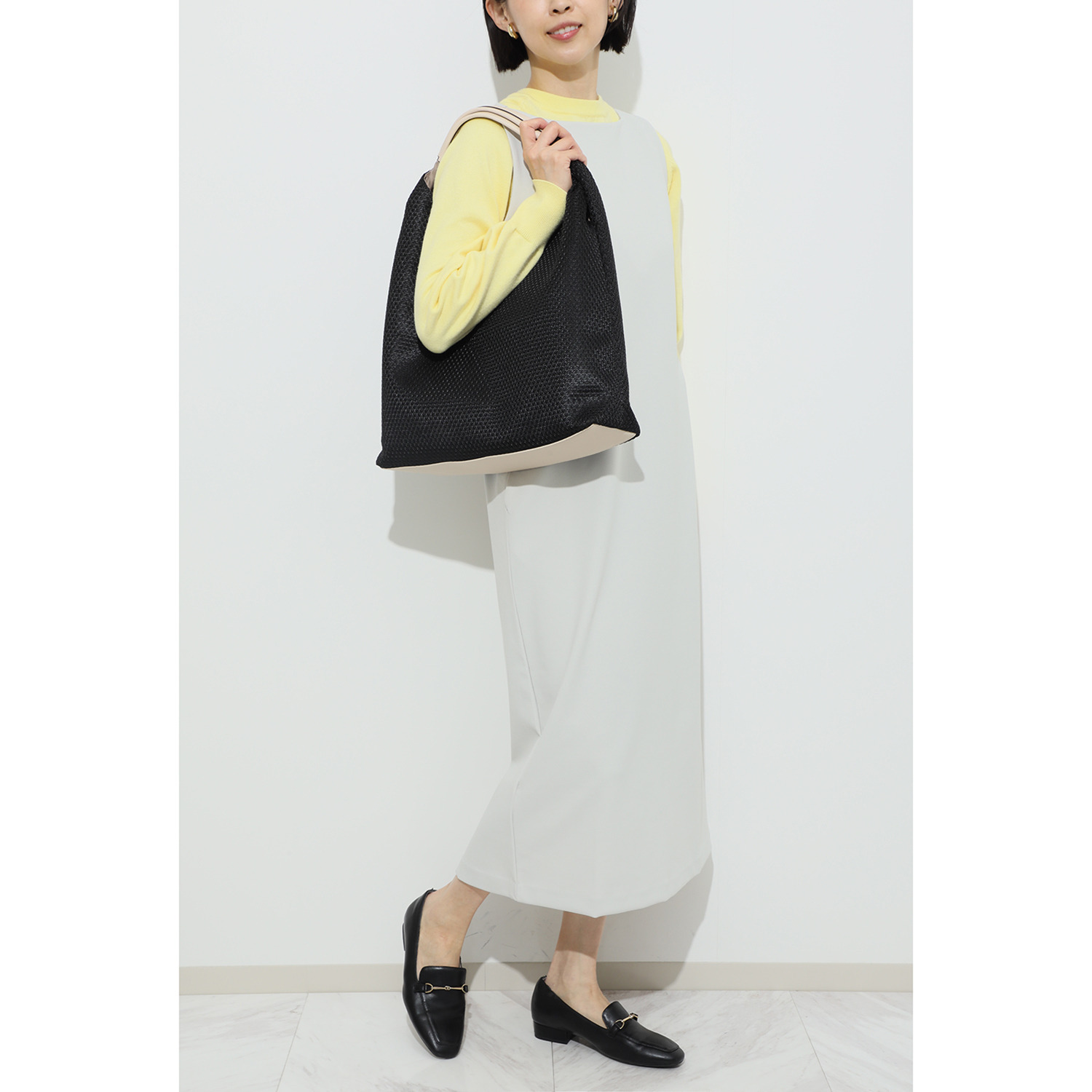 ラルジュ 編み込み風 サンカクトートバッグ