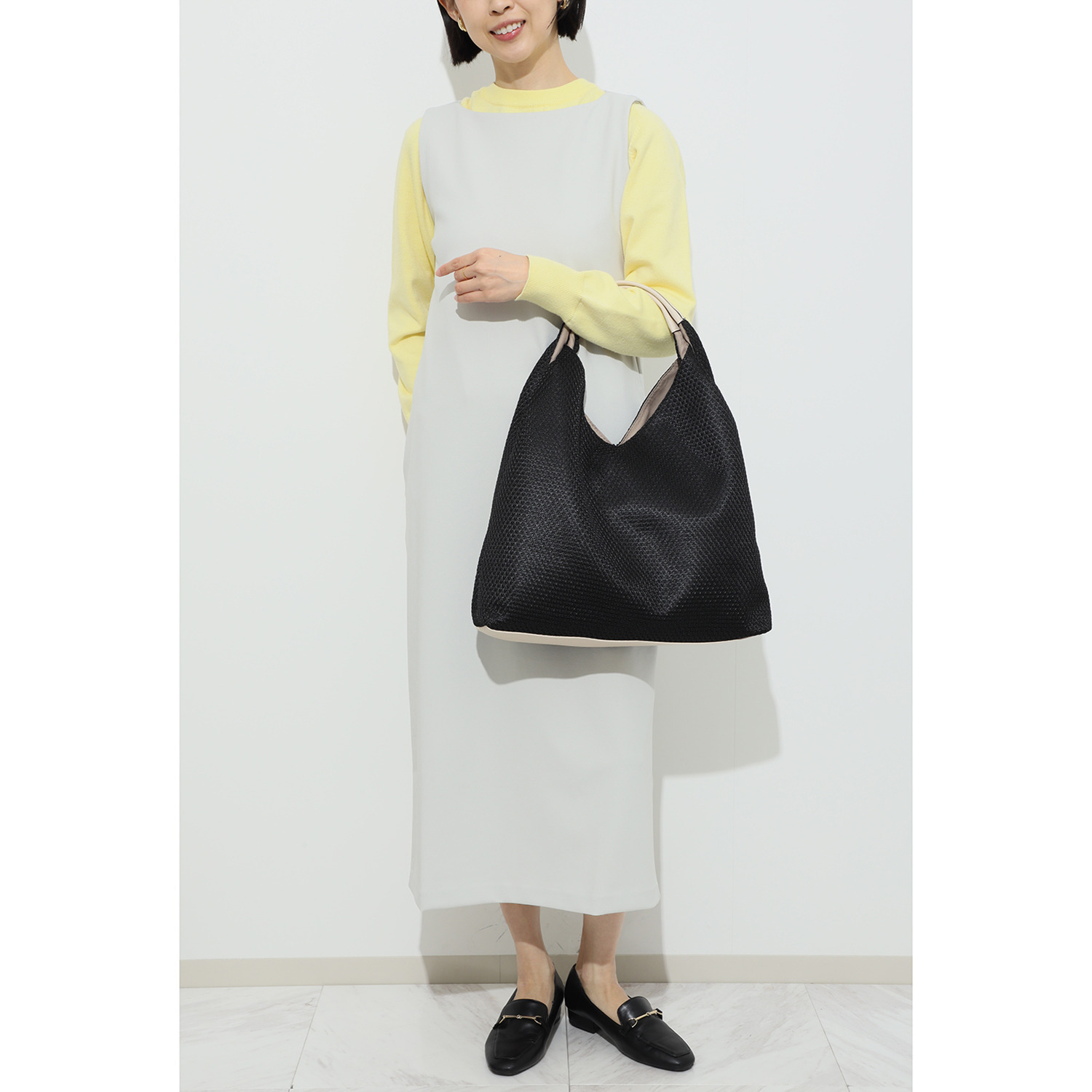 ラルジュ 編み込み風 サンカクトートバッグ