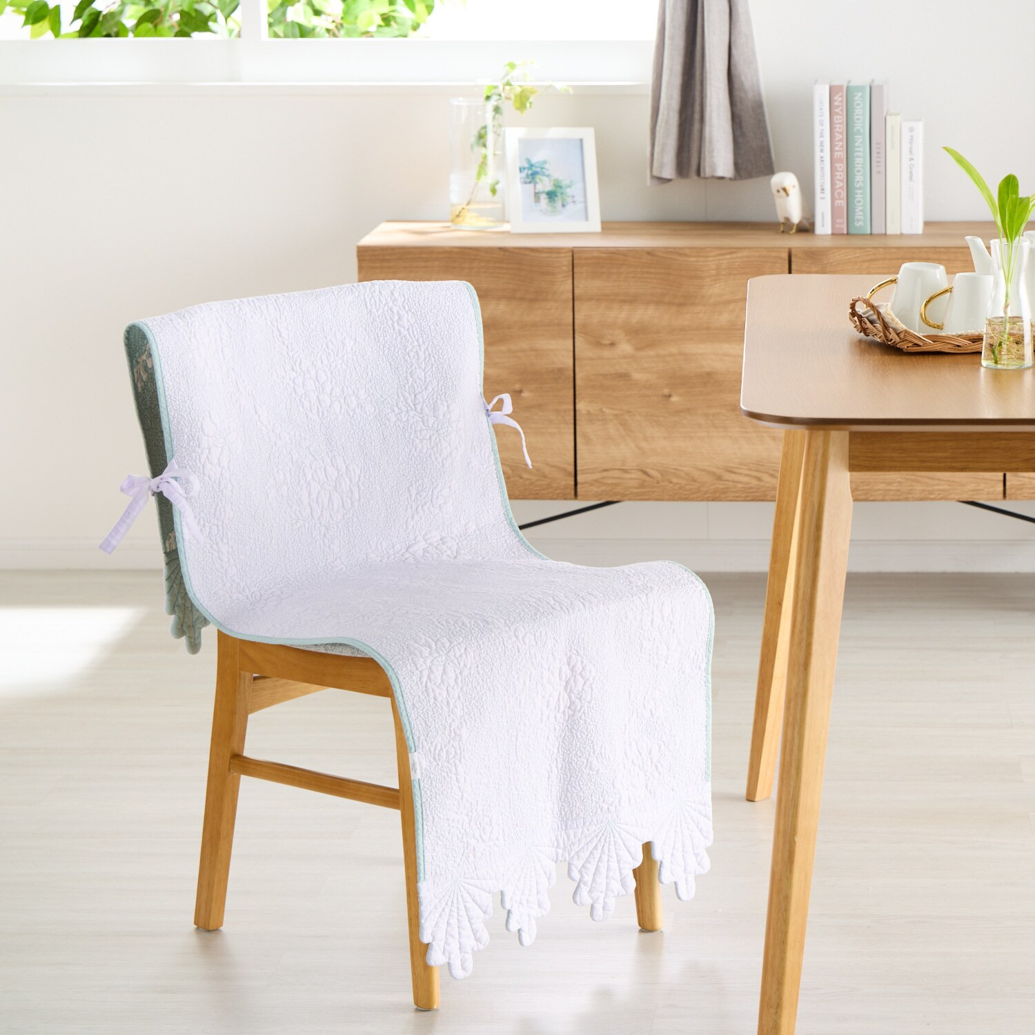 ラ・コトンメルル 綿が気持ちいい マスカットスカラップ キルトチェアカバー