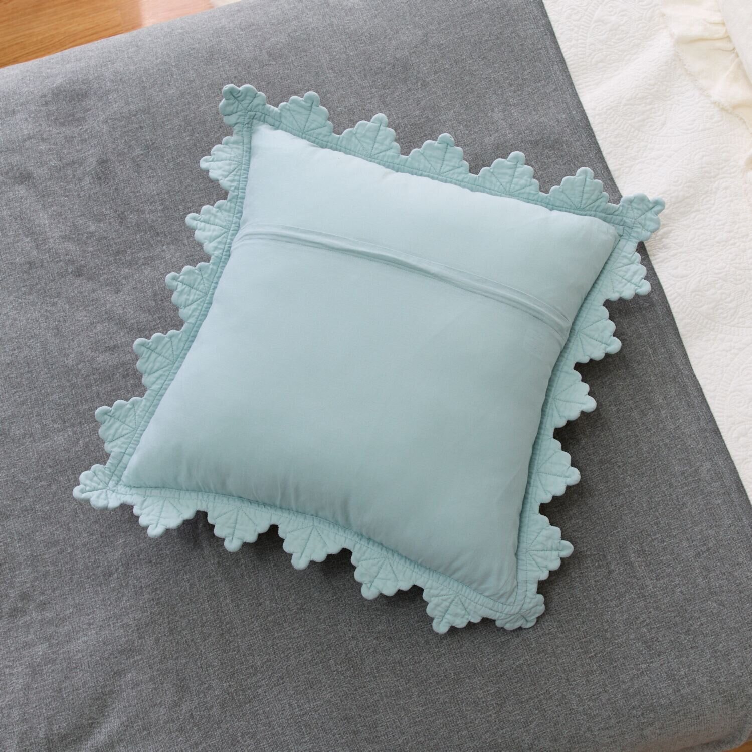 ラ・コトンメルル 綿が気持ちいい マスカットスカラップ キルトクッション