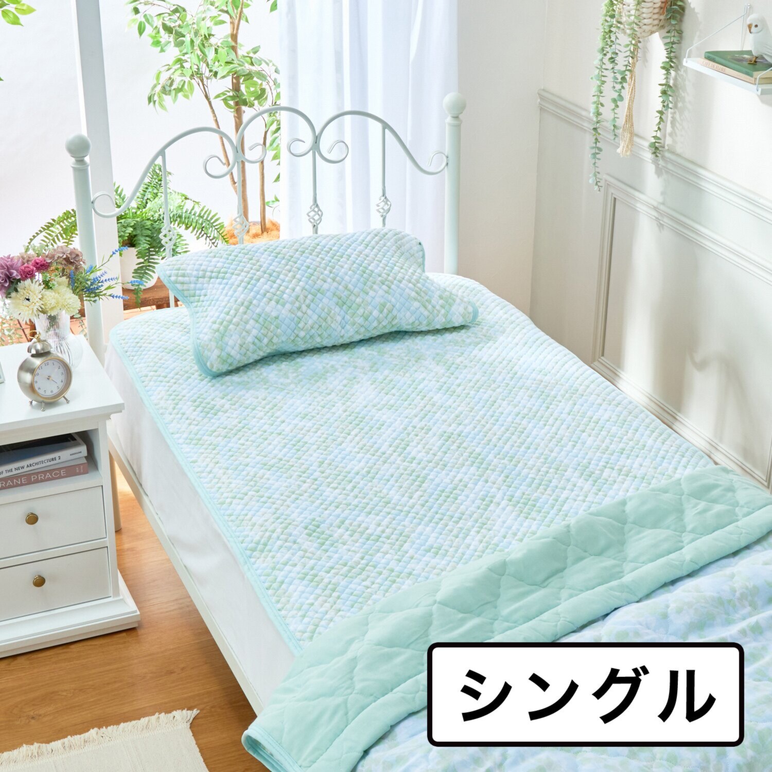 ｎｉｓｈｉｋａｗａ オンザガーゼ コットン ポコポコ敷きパッド 抗菌シート入り ＜シングル＞