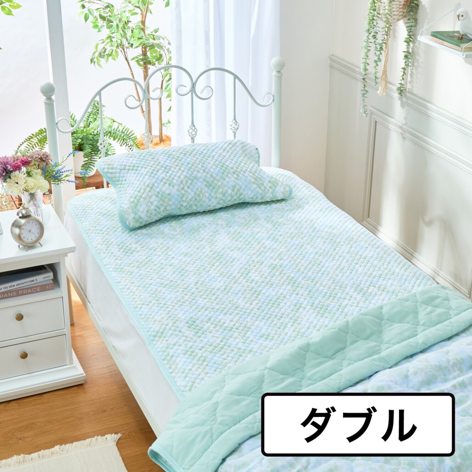 ｎｉｓｈｉｋａｗａ オンザガーゼ コットン ポコポコ敷きパッド 抗菌シート入り ＜ダブル＞