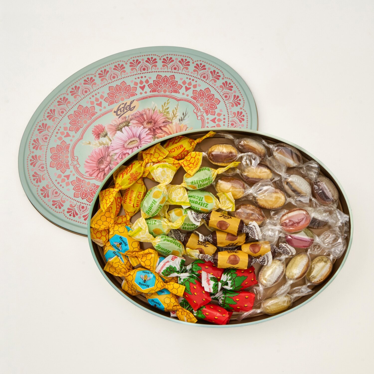 昔ながらの製法に こだわった ヨーロッパの老舗 エーデルボンボン キャンディ缶（アソート）