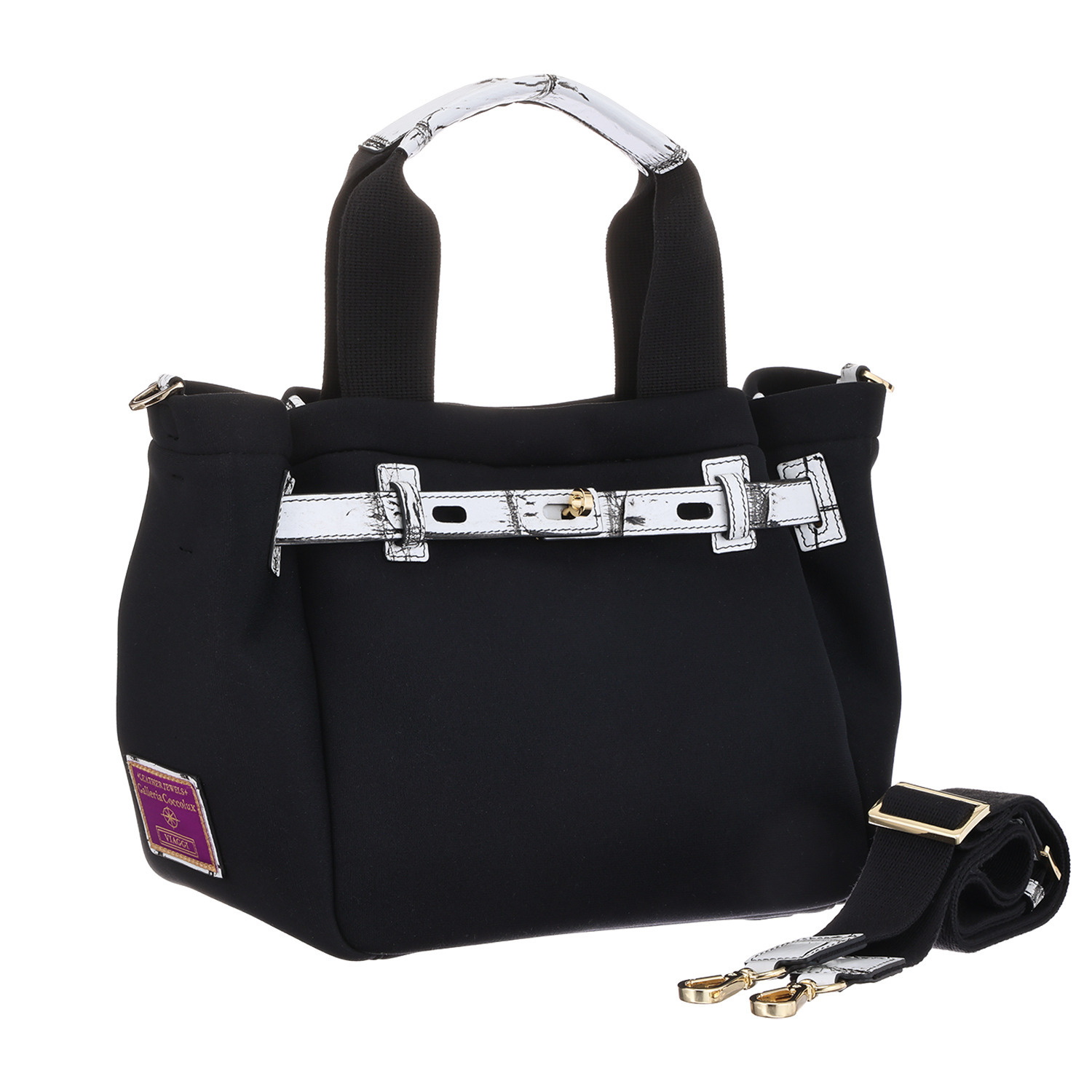 レザージュエルズ ギャレリア　ココリュクス ネオプレーン＆クロコ ベルトデザイン ２ウェイミニトートバッグ