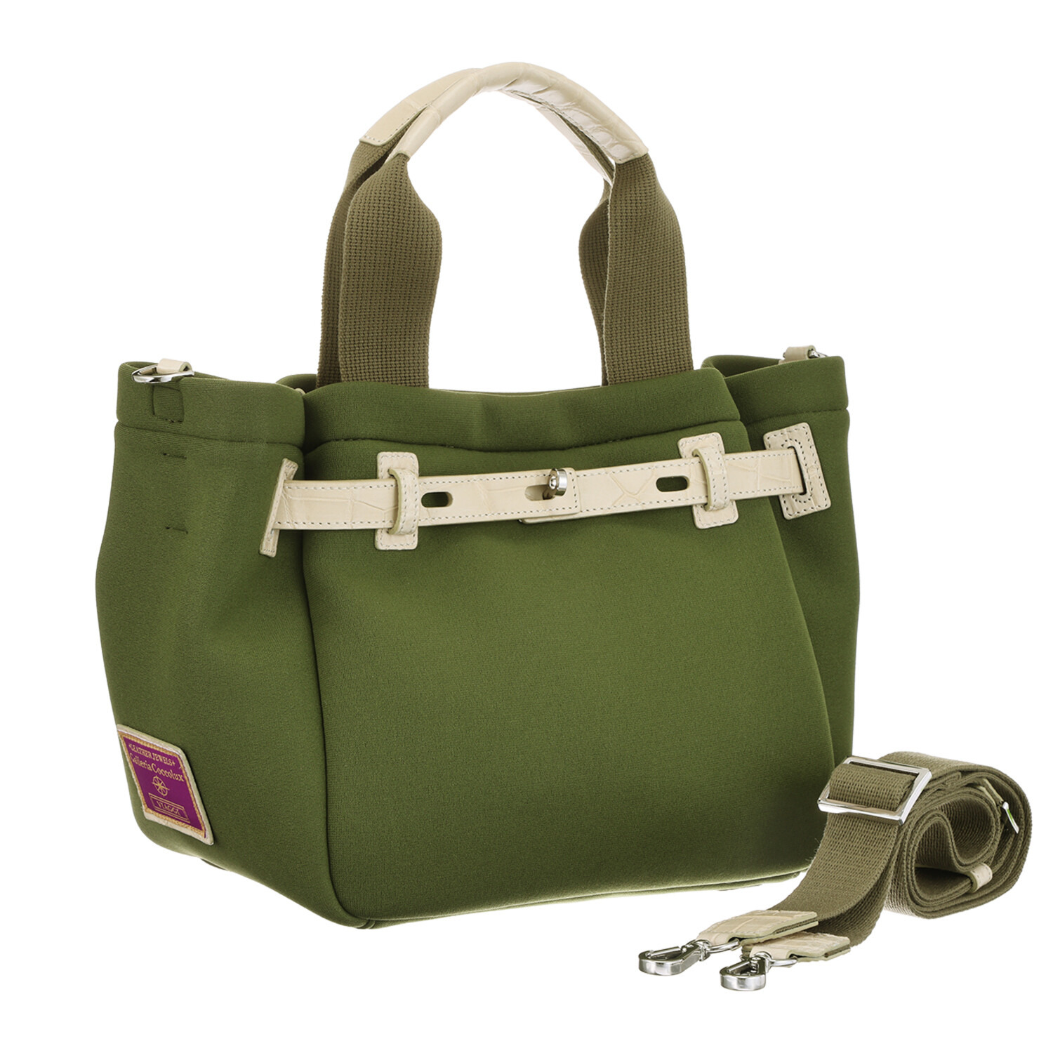 レザージュエルズ ギャレリア　ココリュクス ネオプレーン＆クロコ ベルトデザイン ２ウェイミニトートバッグ