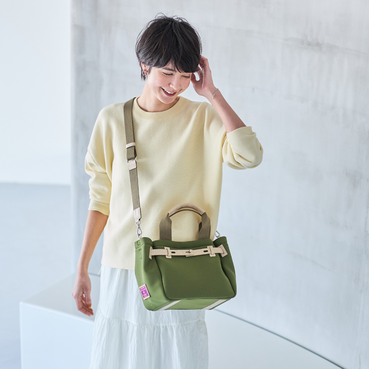 レザージュエルズ ギャレリア　ココリュクス ネオプレーン＆クロコ ベルトデザイン ２ウェイミニトートバッグ