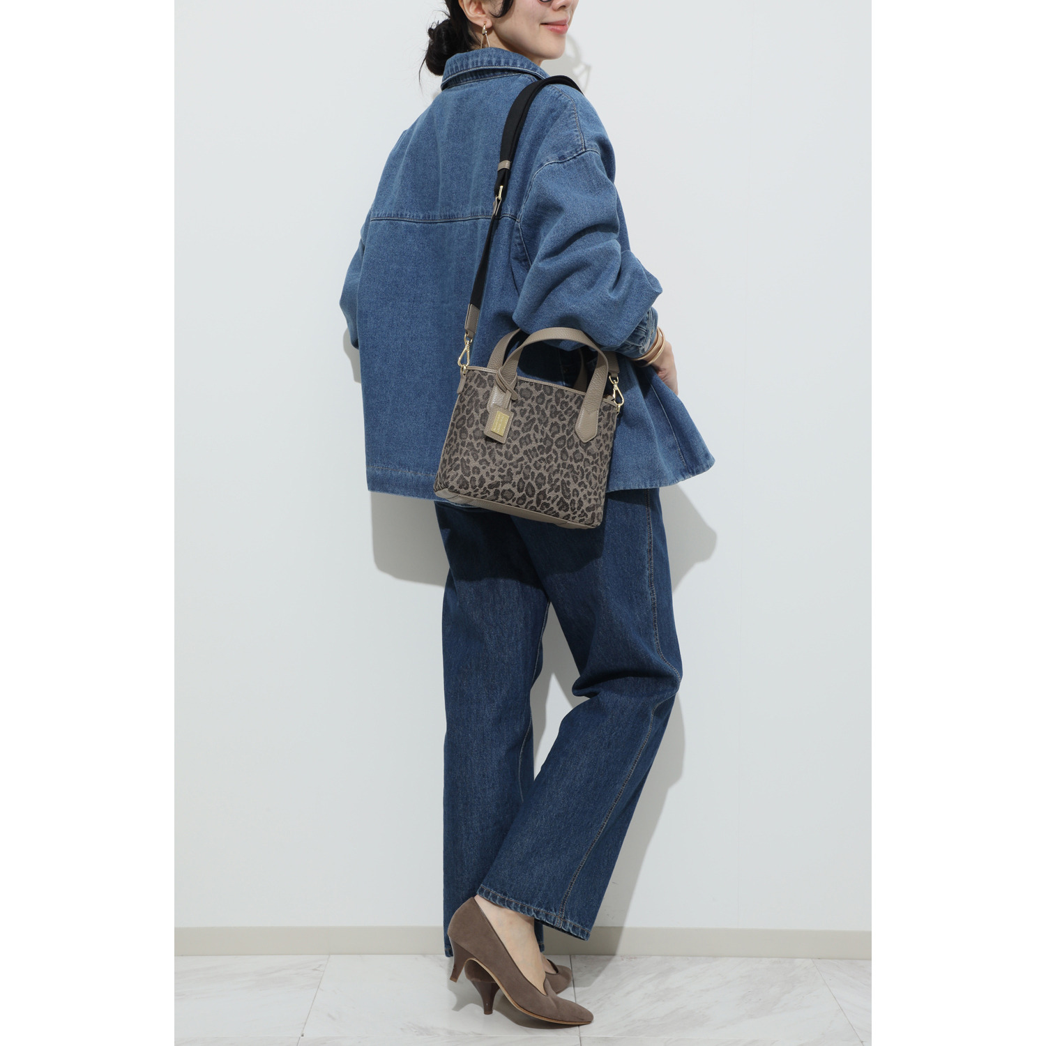 レザージュエルズ ギャレリア　ココリュクス ホースヘアブレイド レオパード ２ウェイ デイリートートバッグ