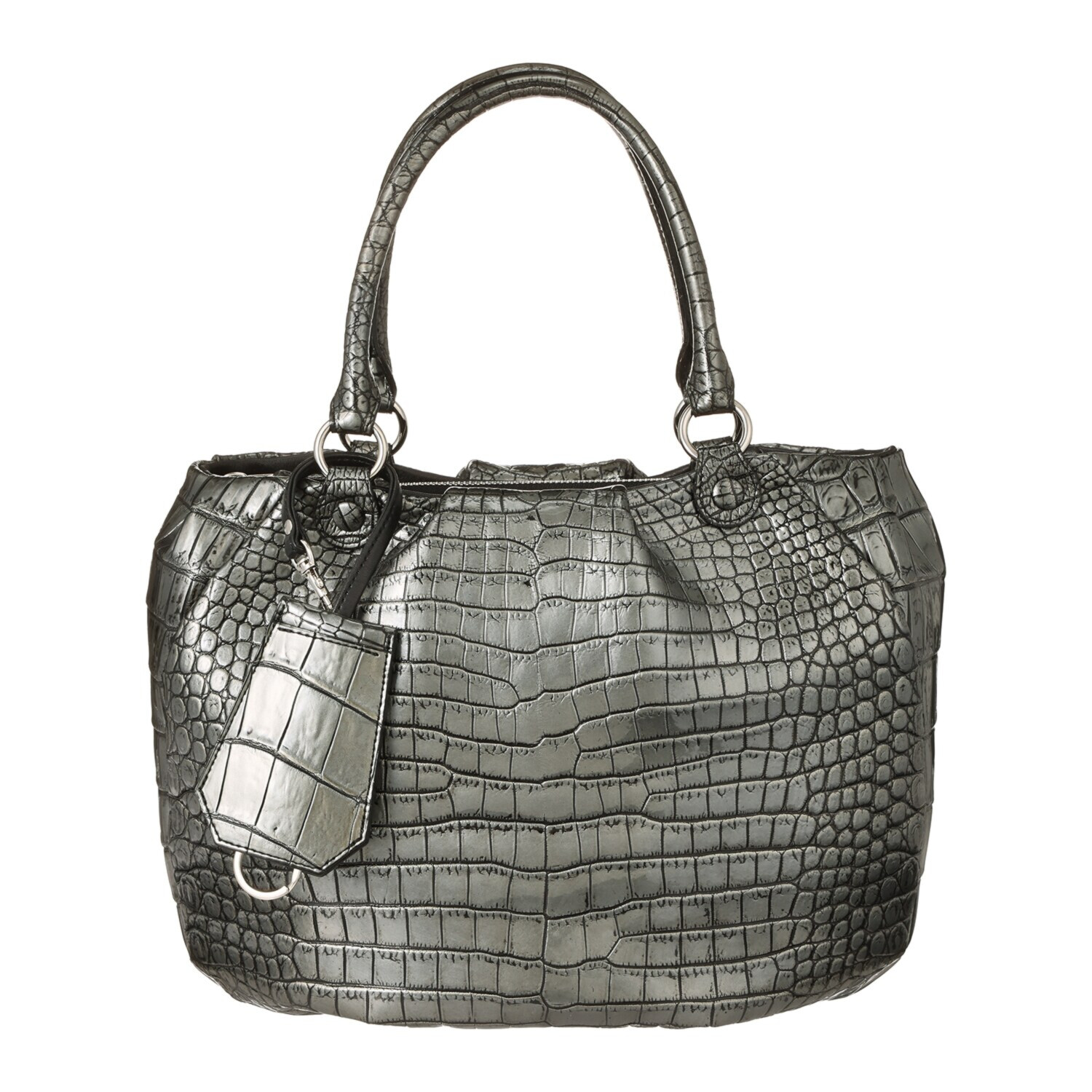 グラスクォーツ 日本製 クロコダイル キーリングストラップ付 トートバッグ “ヴェロリア”
