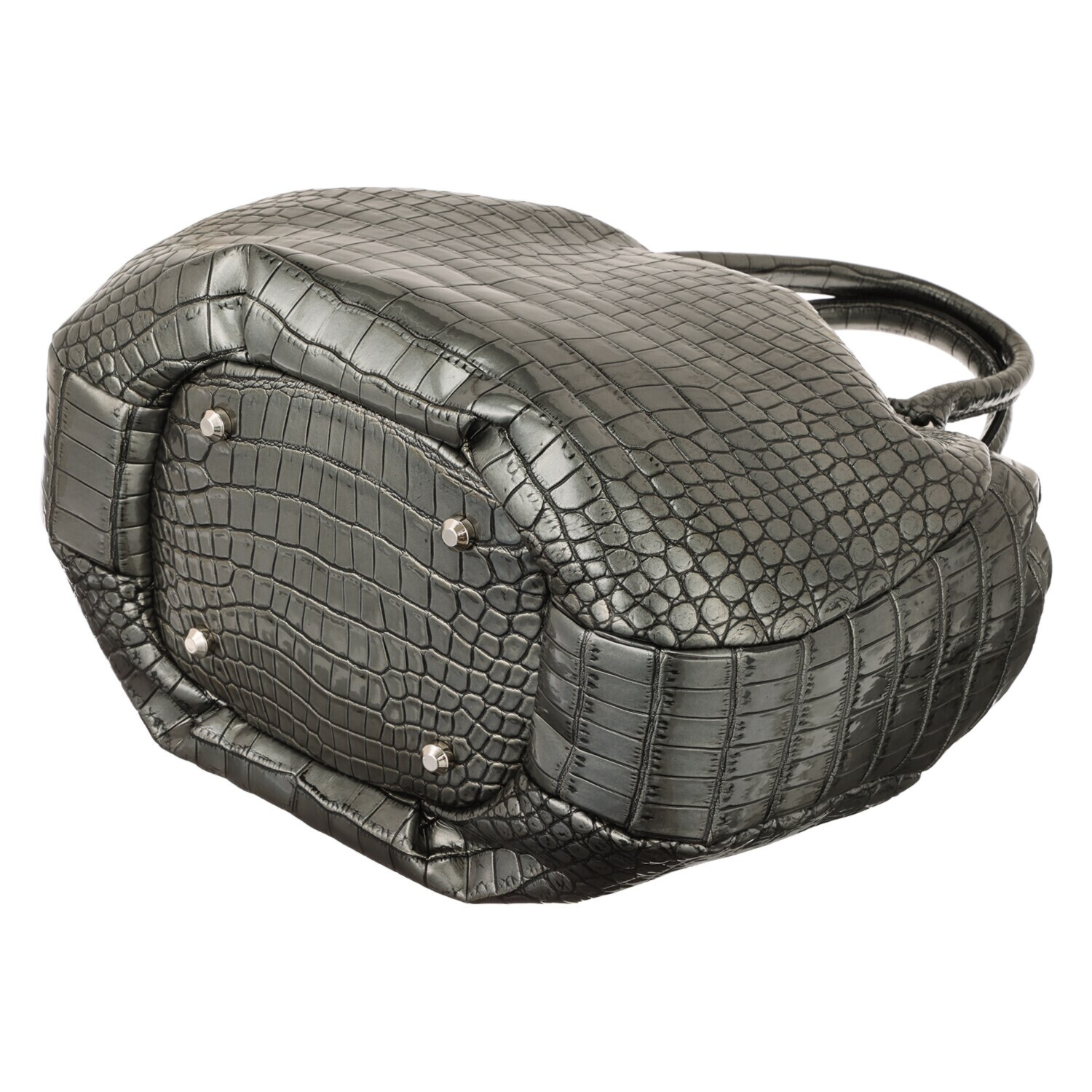 グラスクォーツ 日本製 クロコダイル キーリングストラップ付 トートバッグ “ヴェロリア”