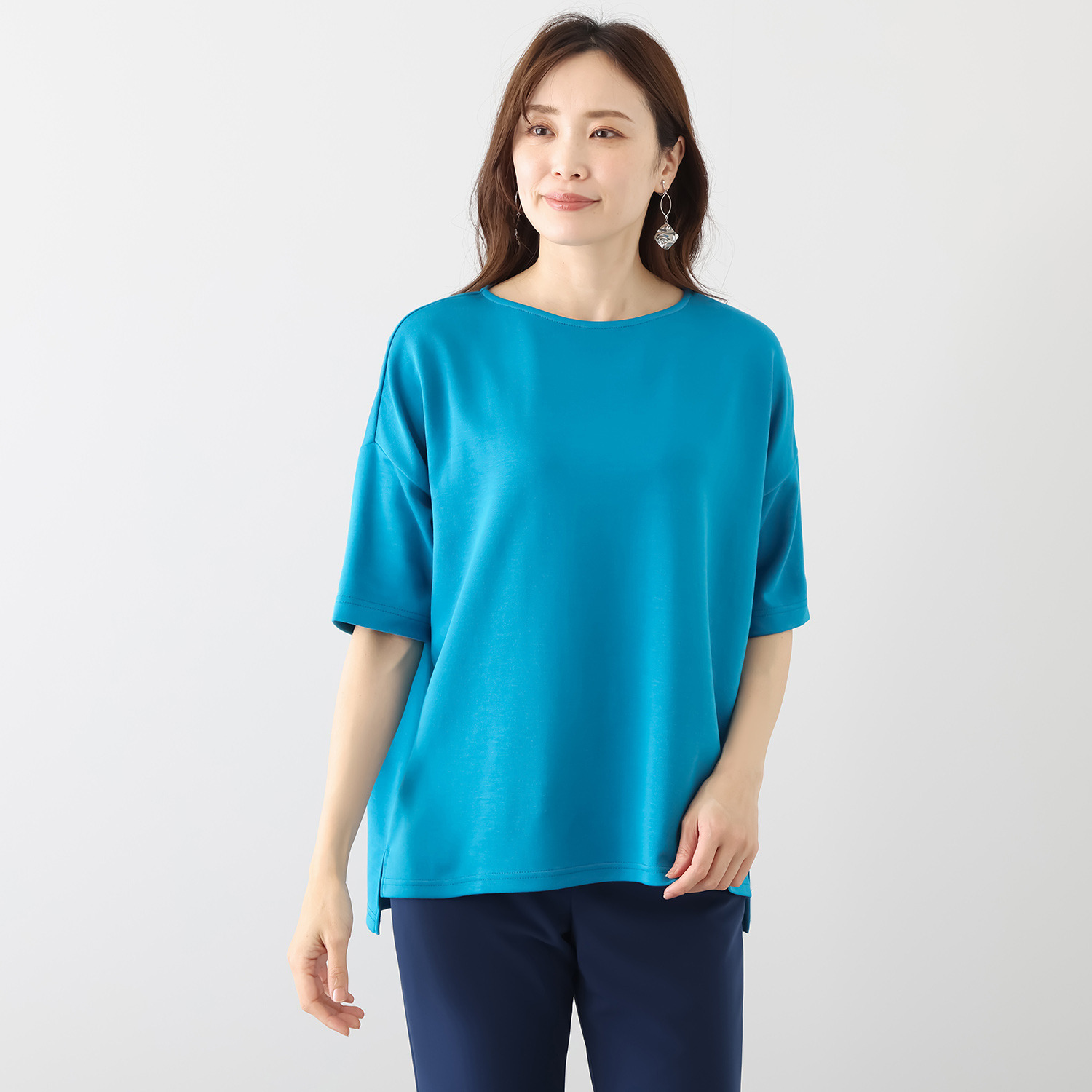 ココンライフ　ドゥ ＵＶカット サラッとモダール混 アシンメトリーヘム ビッグシルエットＴシャツ