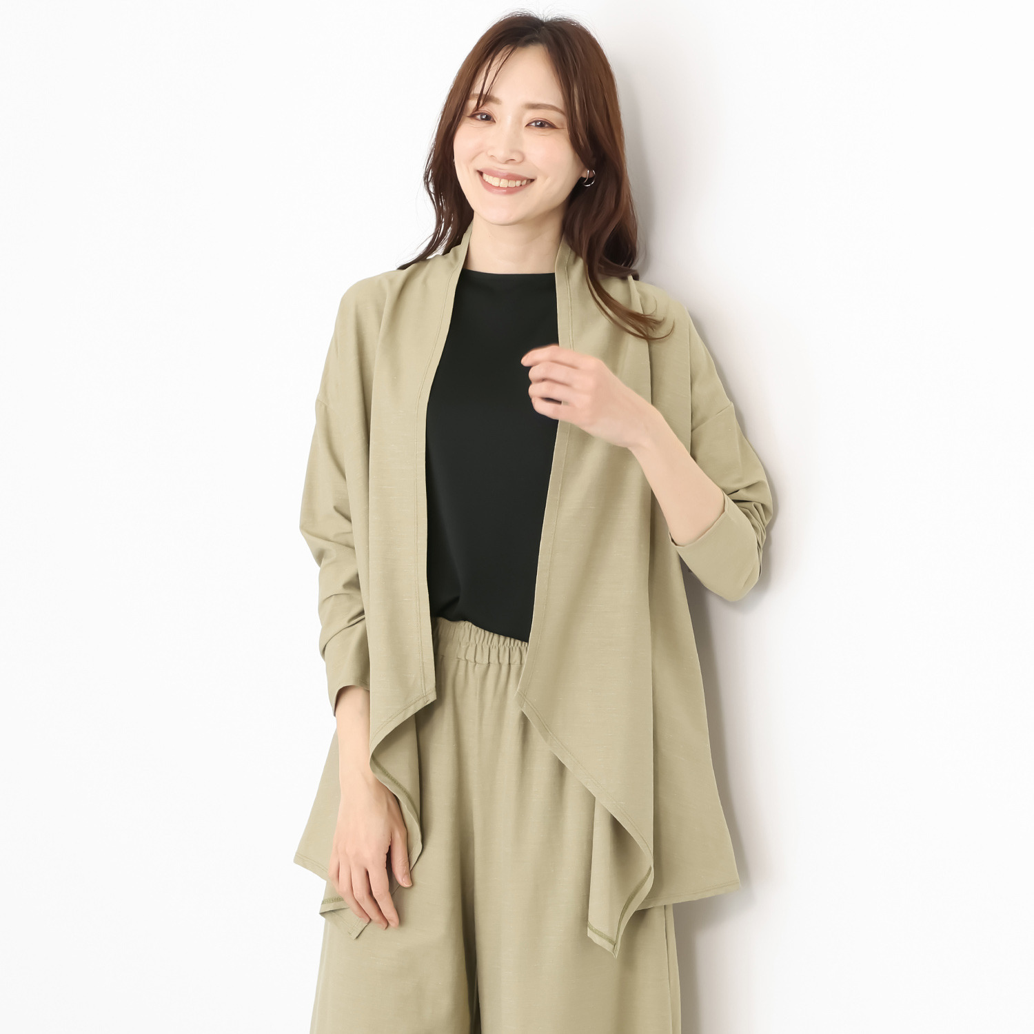 ココンライフ　ドゥ ＵＶカット・接触冷感・ 近赤外線カット ヘンプ混縦編 イレギュラーヘム カーディガン