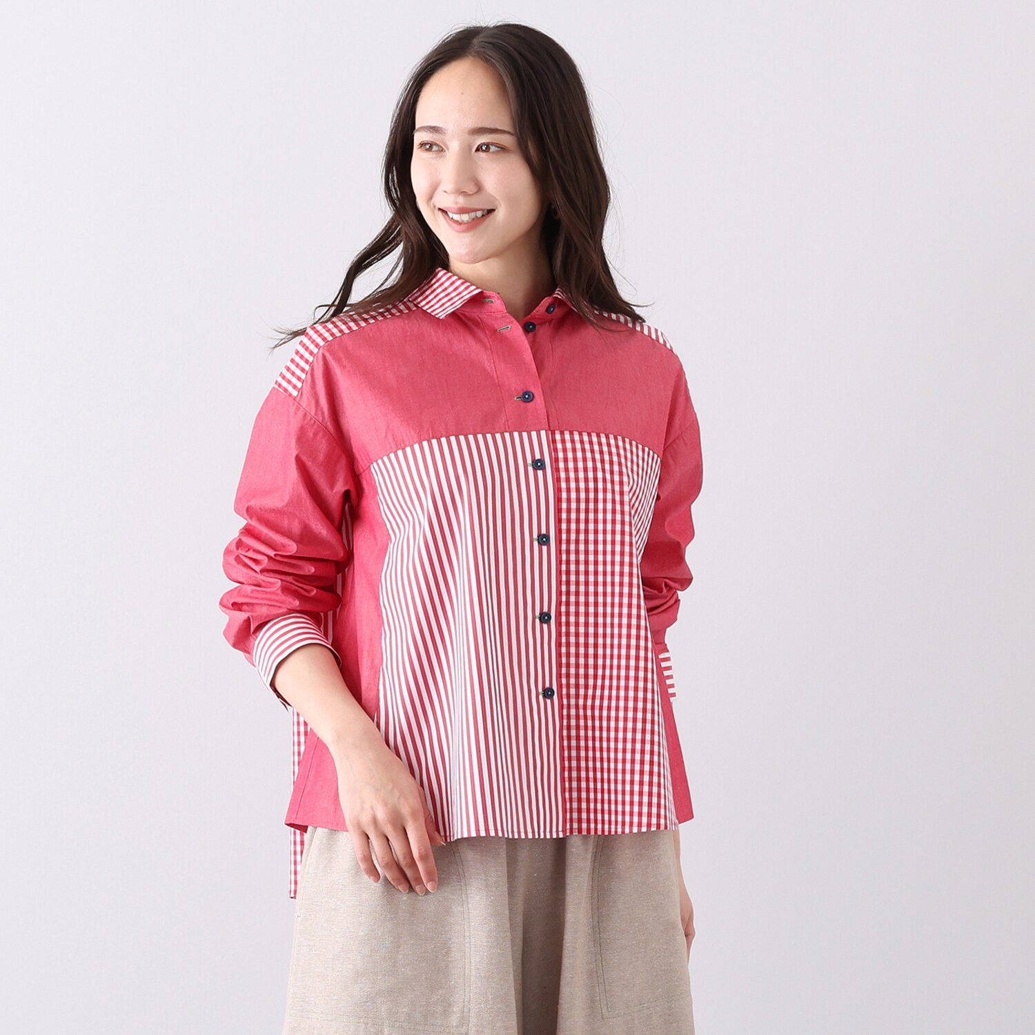 ハヤマ　ブリーズ 先染め 柄違い組み合わせ シャツ