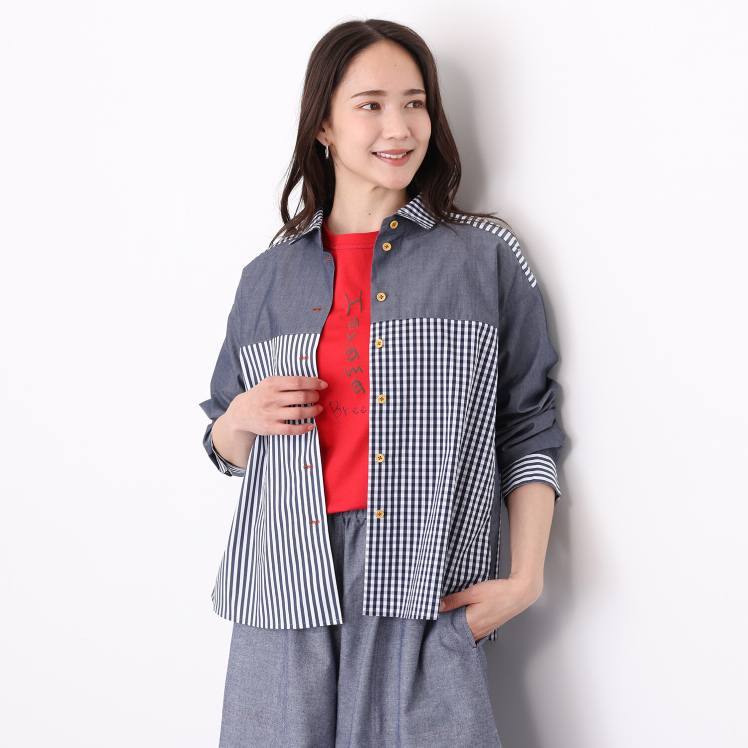 ハヤマ　ブリーズ 先染め 柄違い組み合わせ シャツ