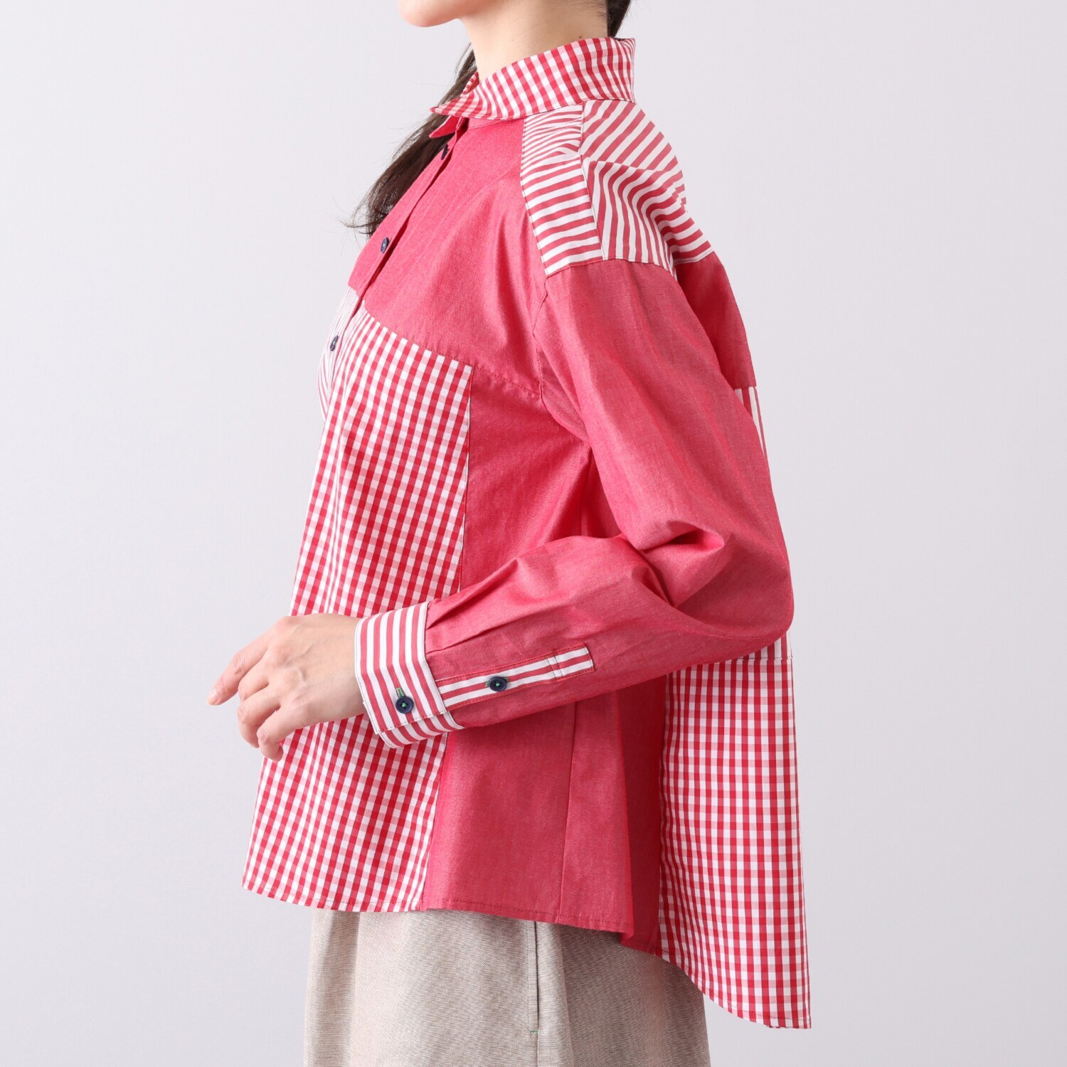 ハヤマ　ブリーズ 先染め 柄違い組み合わせ シャツ