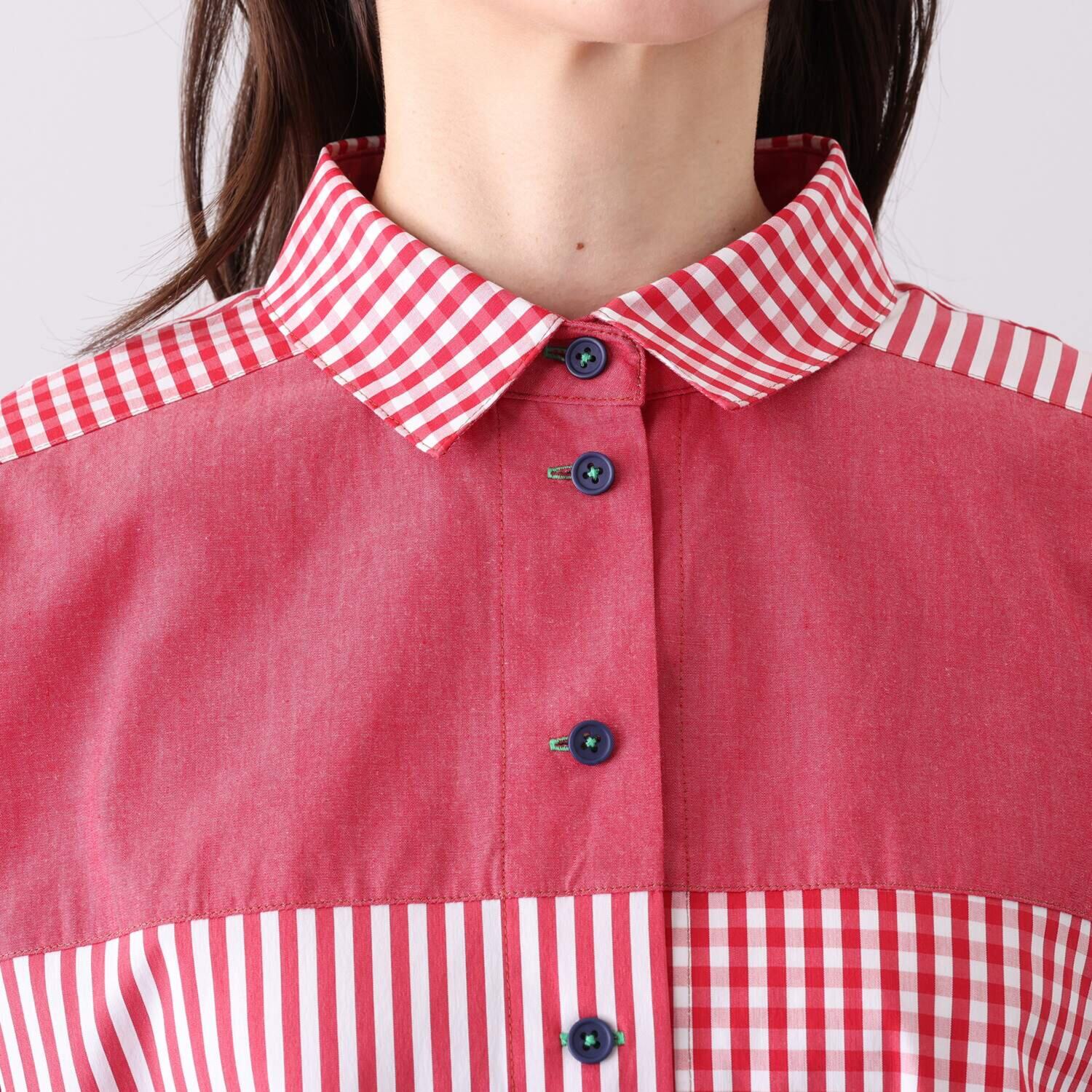 ハヤマ　ブリーズ 先染め 柄違い組み合わせ シャツ