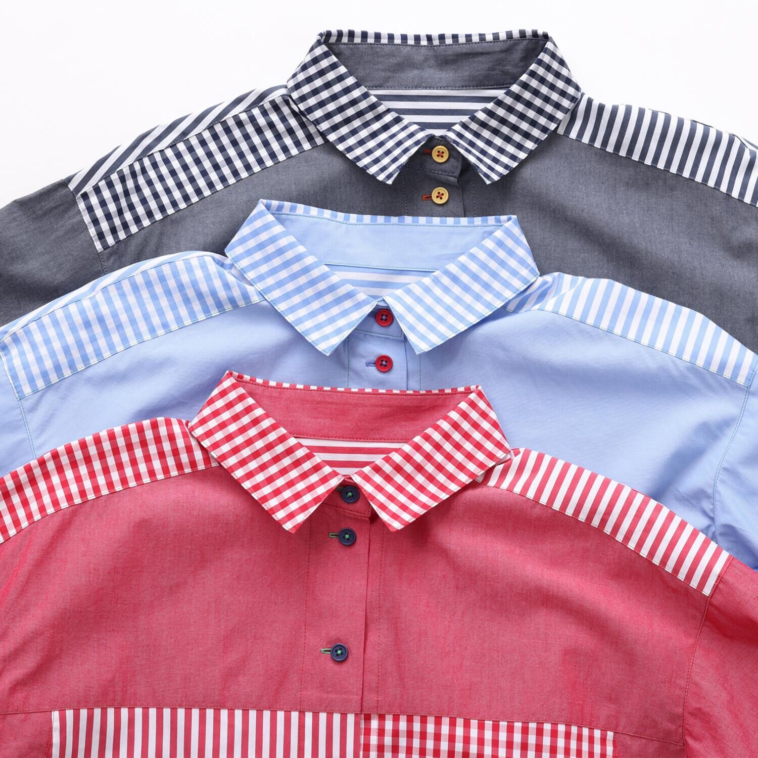 ハヤマ　ブリーズ 先染め 柄違い組み合わせ シャツ