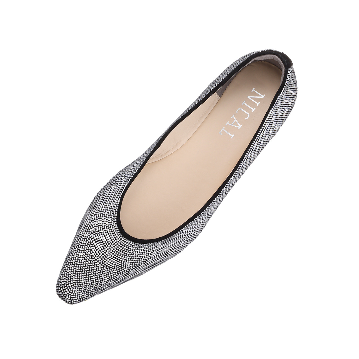 ニカル シープ ラインストーン フラットパンプス