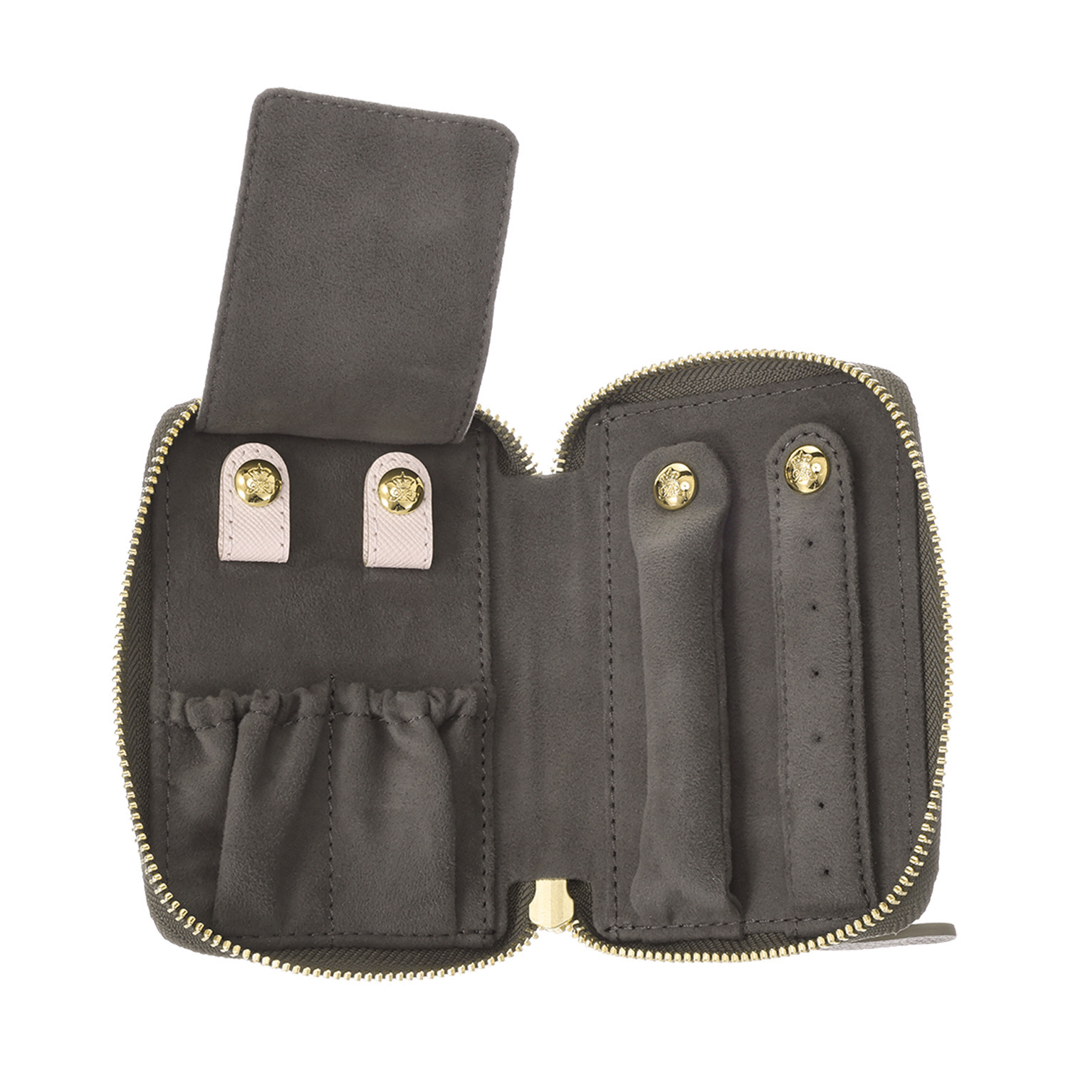 エーディーエムジェイ 牛革 多機能 トラベルジュエリーケース