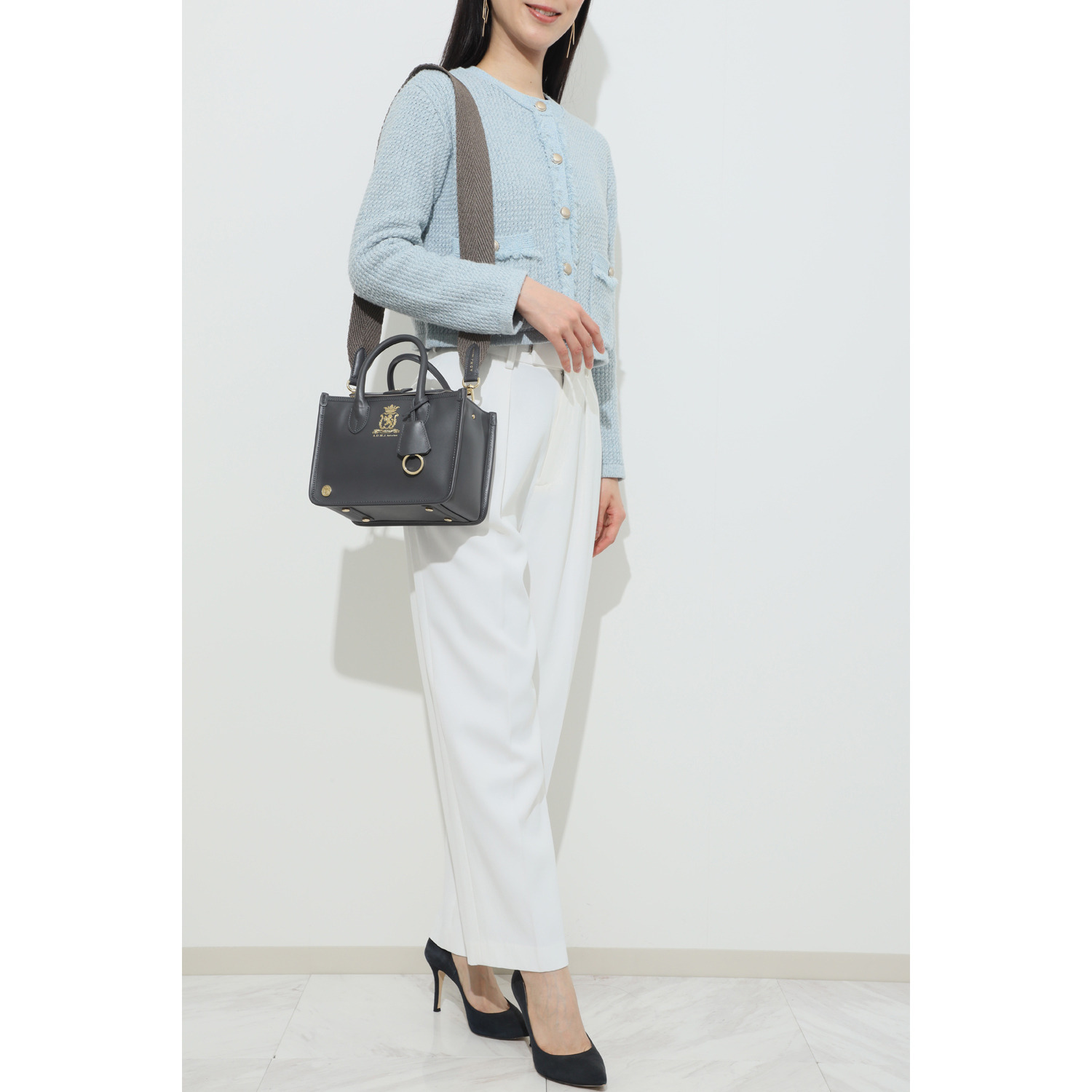 エーディーエムジェイ イタリアンカーフレザー ２ウェイトートバッグ