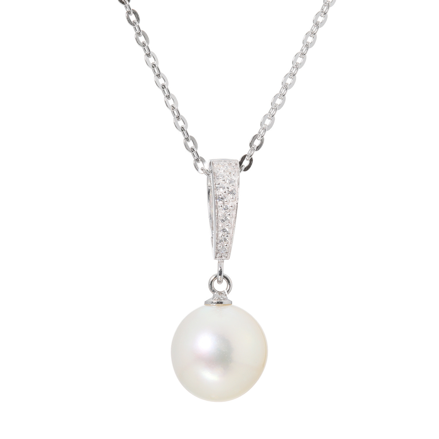 宇和海パール シルバー １０ｍｍＵＰ 宇和海産越物 無調色アコヤパール＆ＣＺ ペンダント