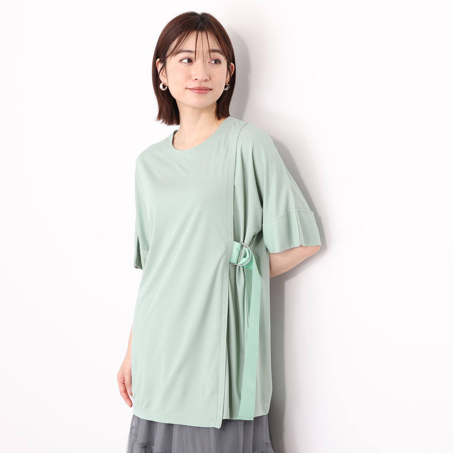 フーア サイドテープベルテッド ロングプルオーバー