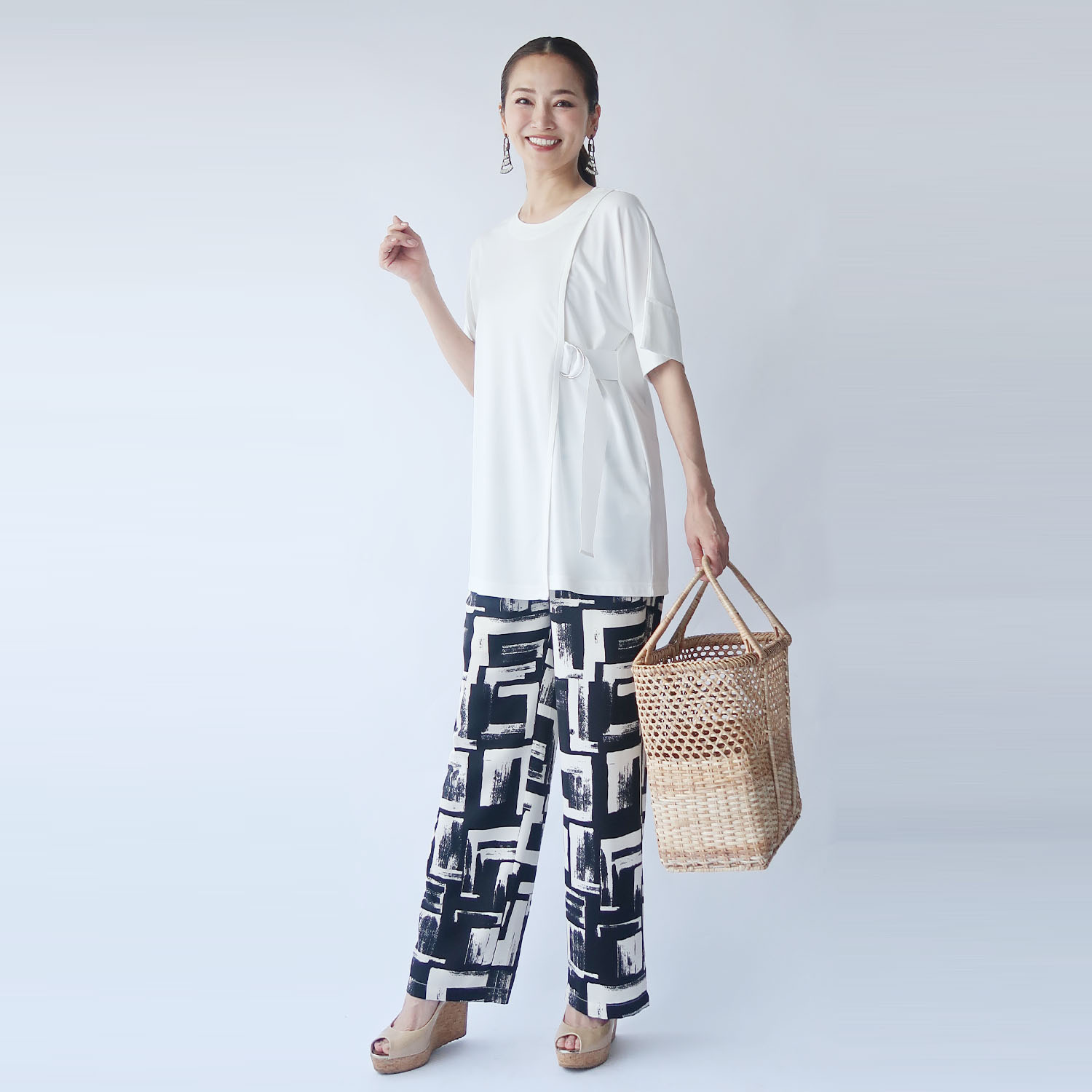 フーア サイドテープベルテッド ロングプルオーバー