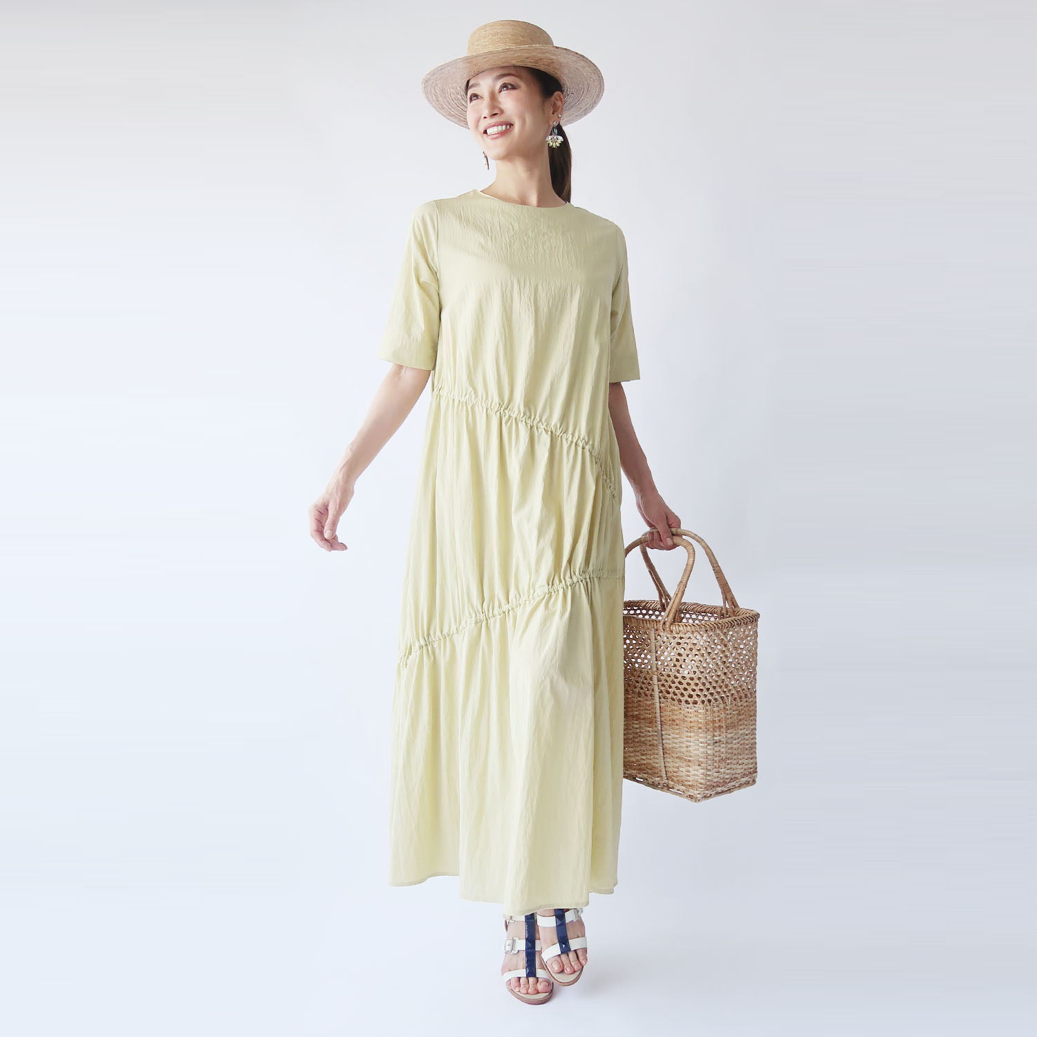 フーア フレキシブルギャザー ロングワンピース