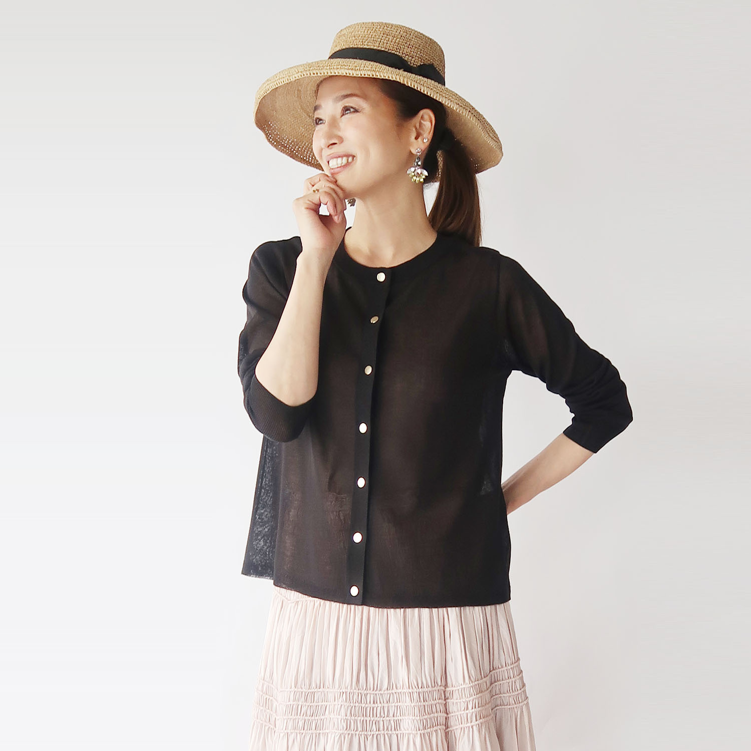 フーア リネンライク ニットカーディガン