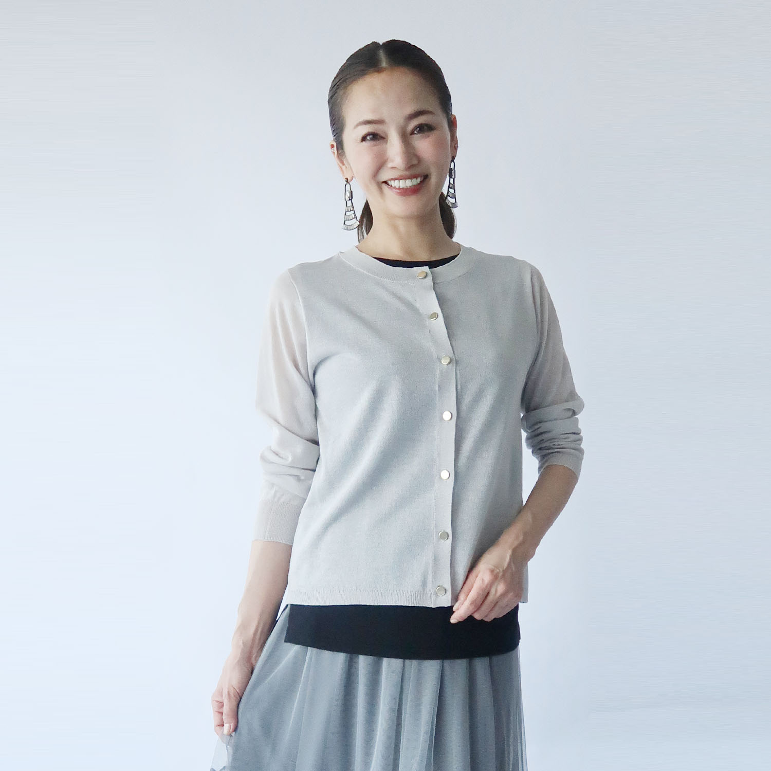 フーア リネンライク ニットカーディガン